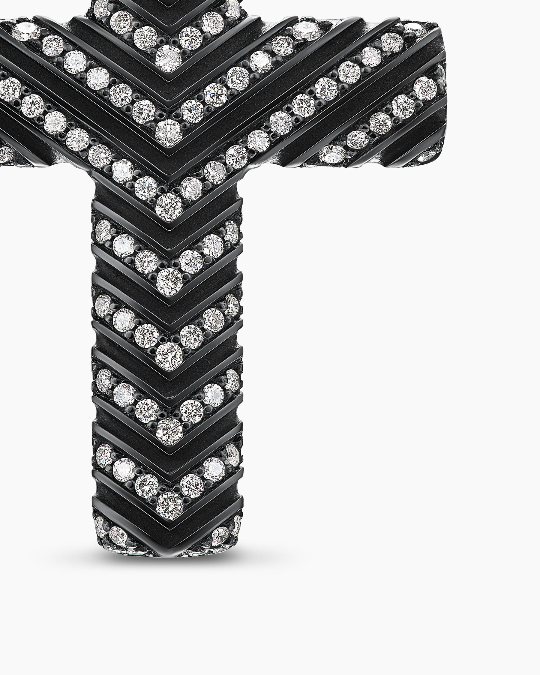 Chevron Cross Pendant in Black Titanium with Diamonds, 36mm - Image 5