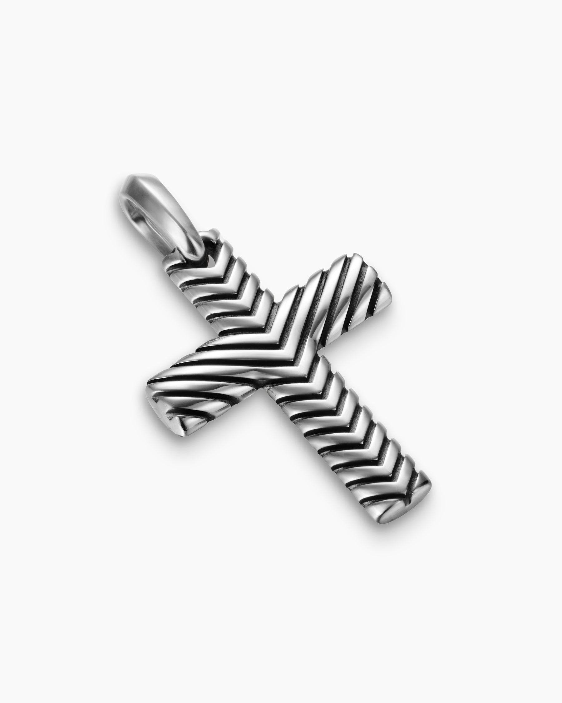 Chevron Cross Pendant in Sterling Silver, 36mm - Image 3