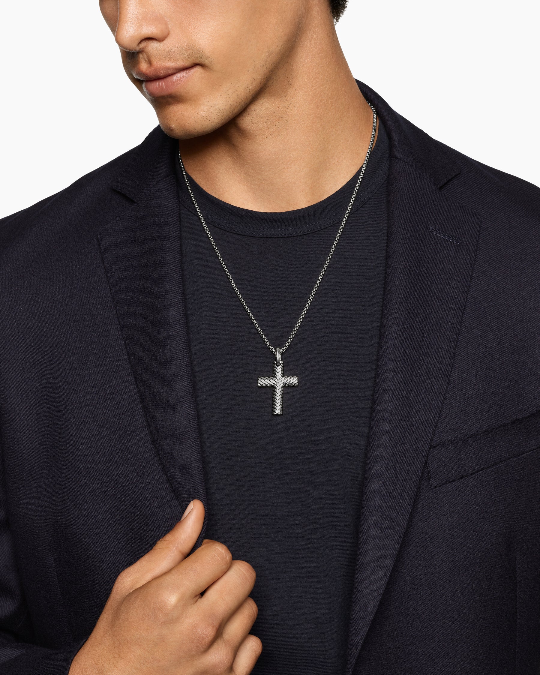 Alternative view of Chevron Cross Pendant in Sterling Silver, 36mm
