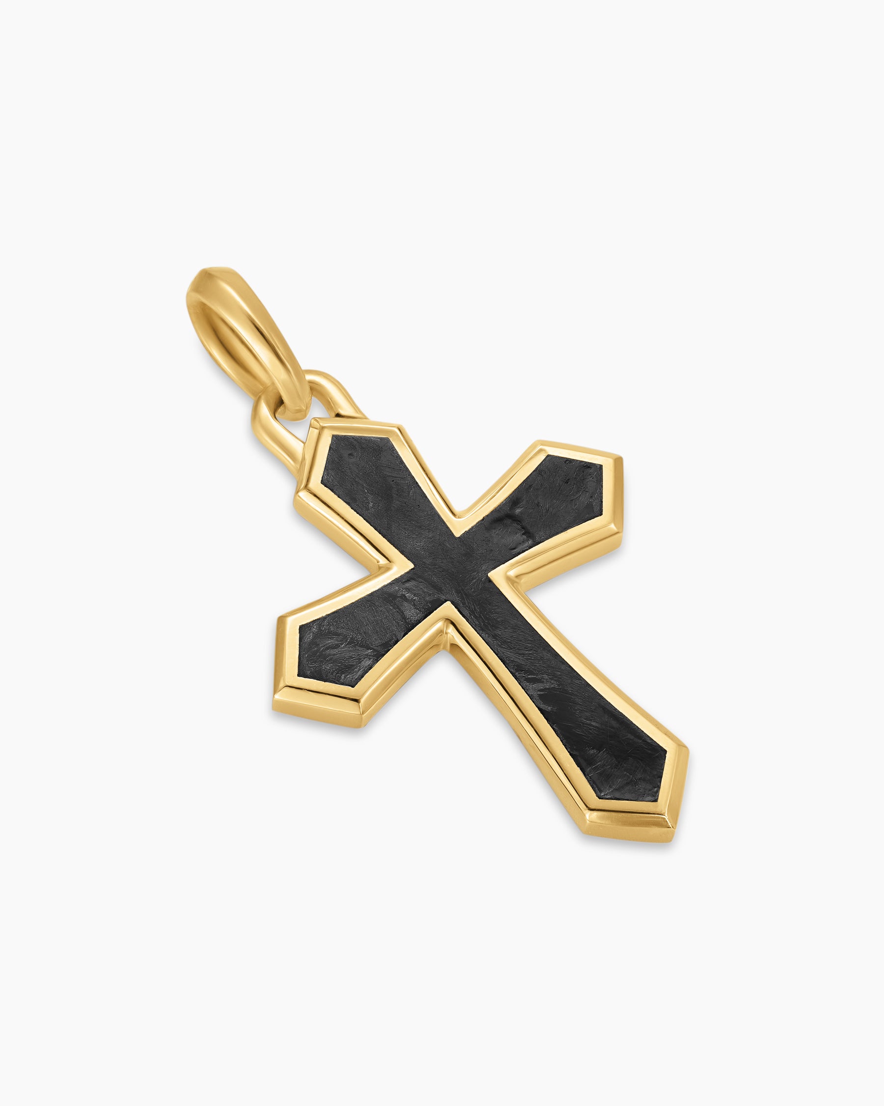 Cross Amulet in 18K Yellow Gold with Forged Carbon, 28mm - Image 3
