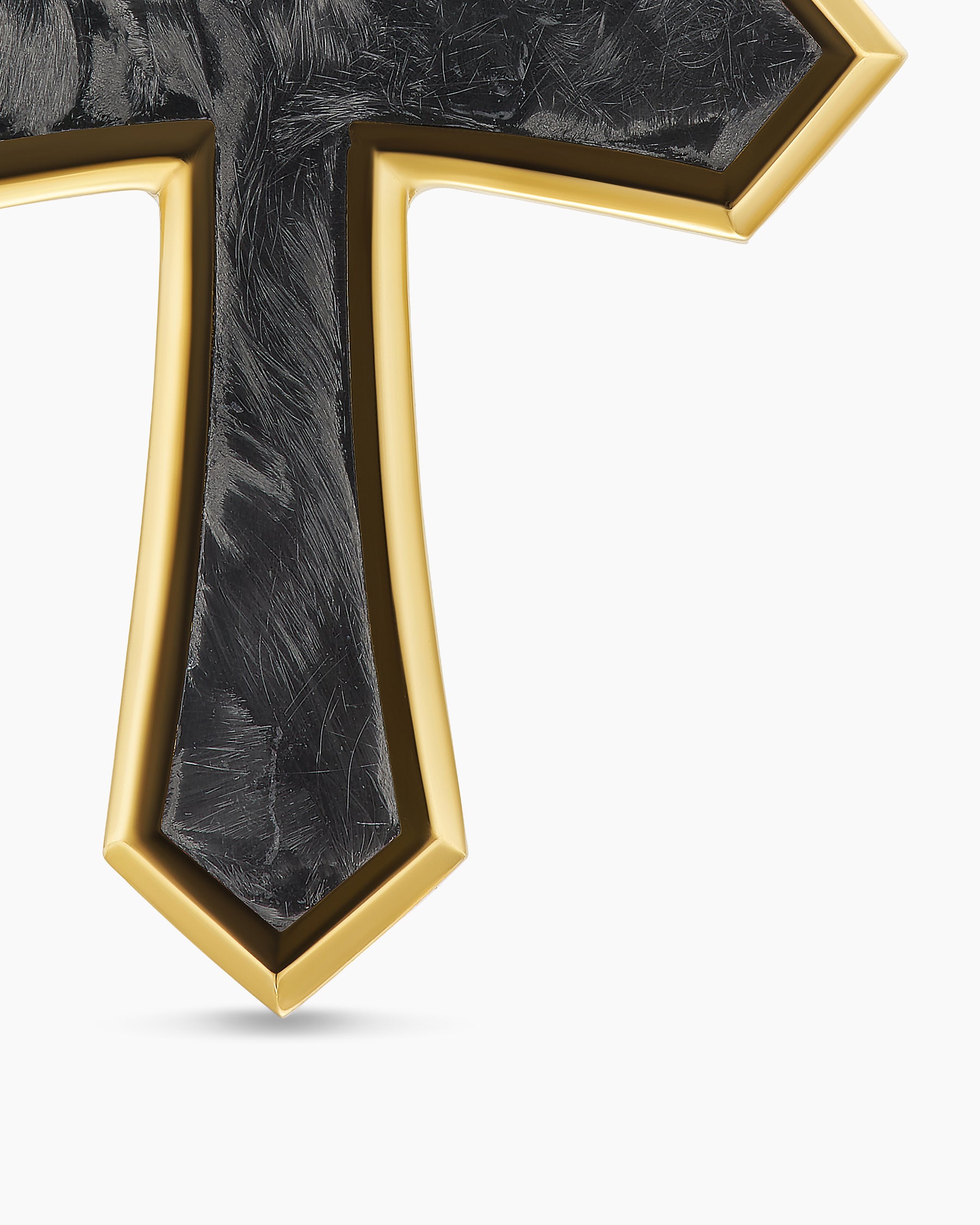 Cross Amulet in 18K Yellow Gold with Forged Carbon, 28mm - Image 5