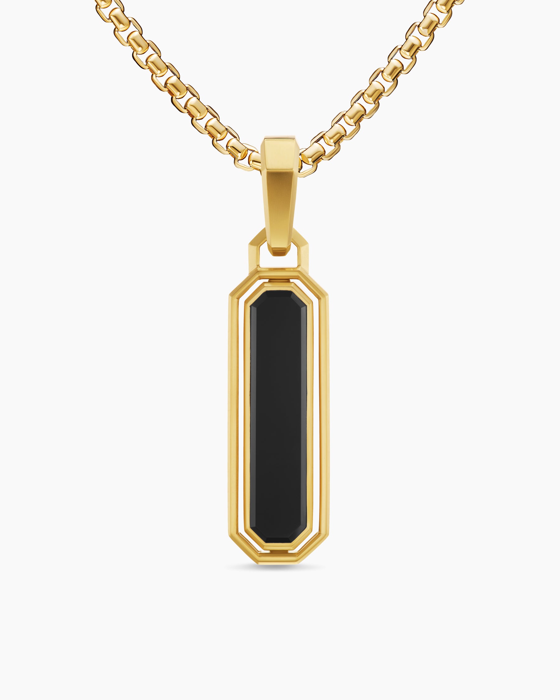 Streamline Inlay Amulet in 18K Yellow Gold with Black Onyx and Lapis, 30.7mm - Image 4