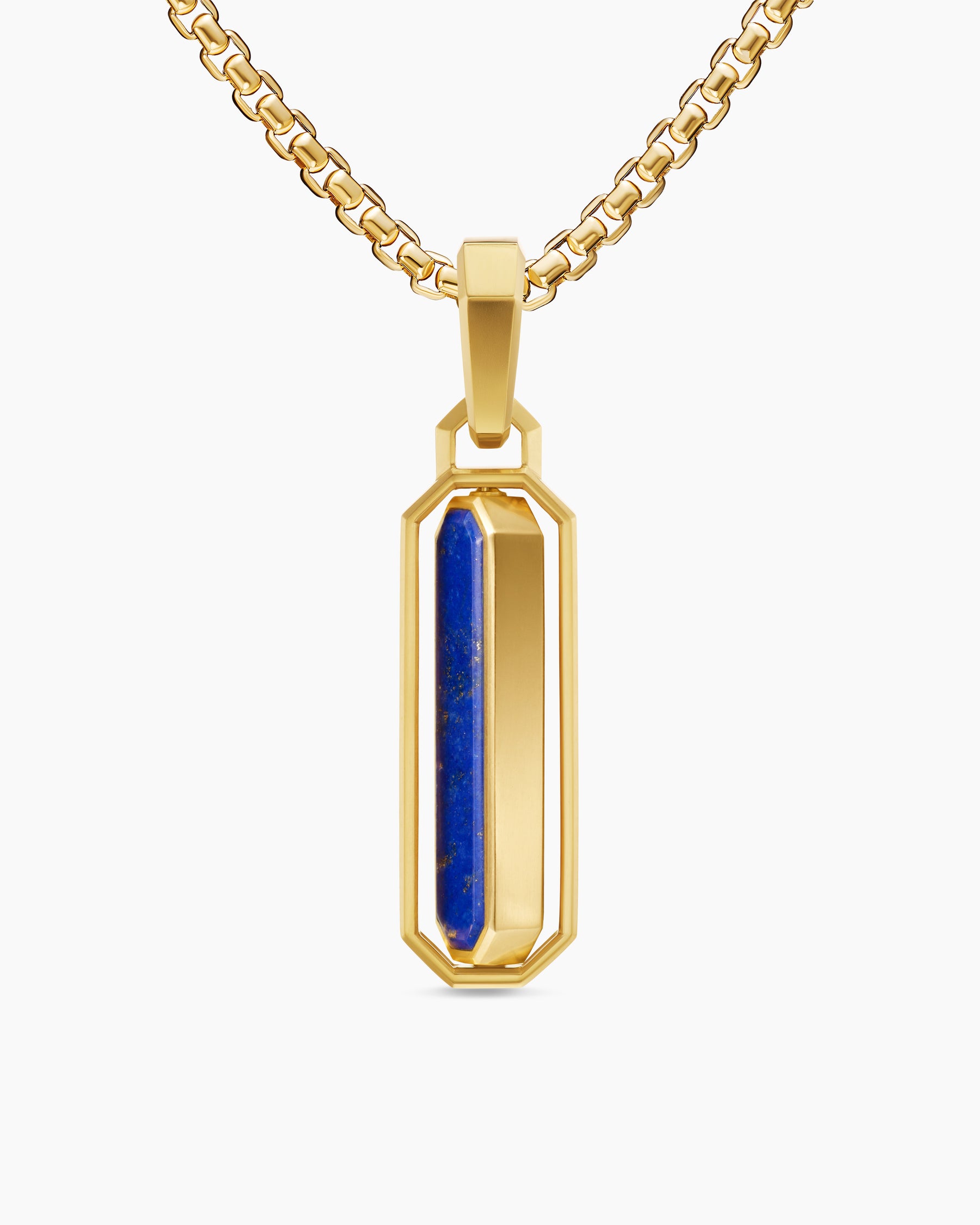 Streamline Inlay Amulet in 18K Yellow Gold with Black Onyx and Lapis, 30.7mm - Image 6