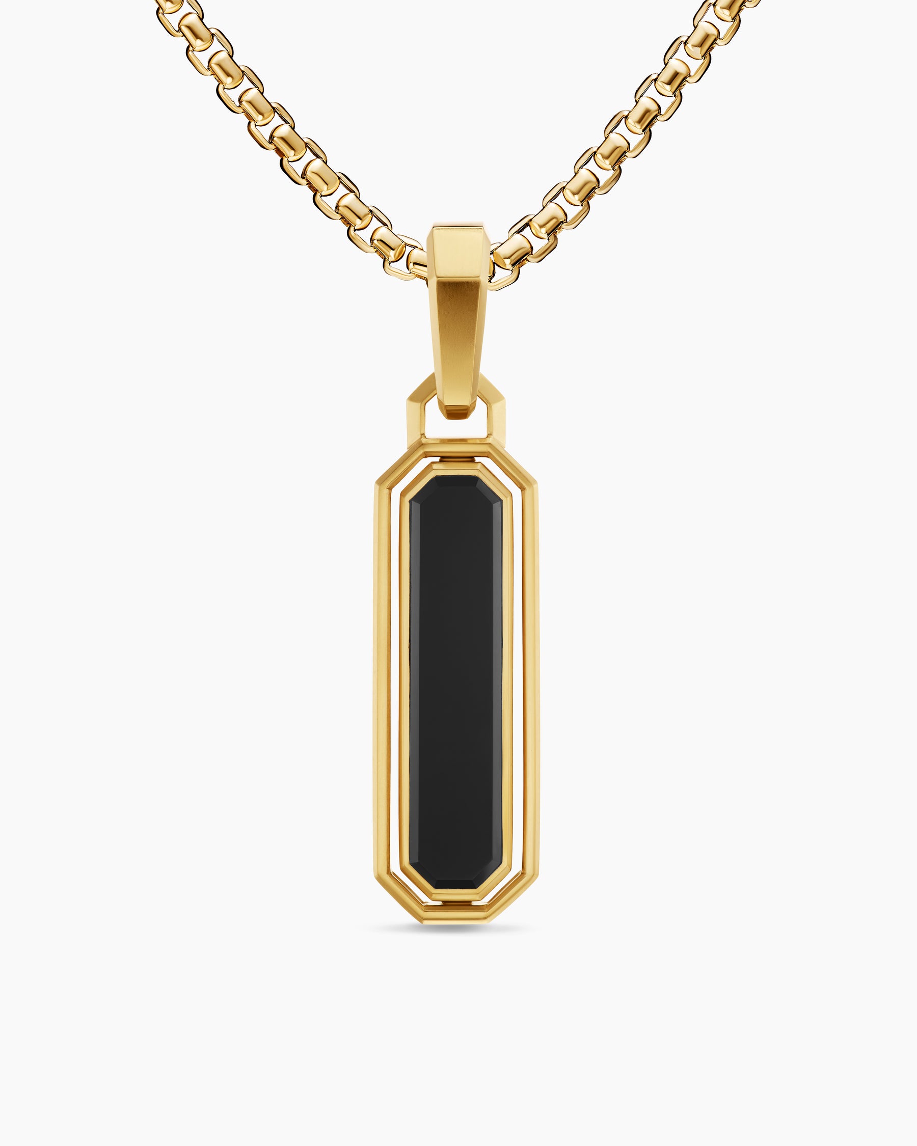 Streamline Inlay Amulet in 18K Yellow Gold with Black Onyx and Malachite, 30.7mm - Image 4