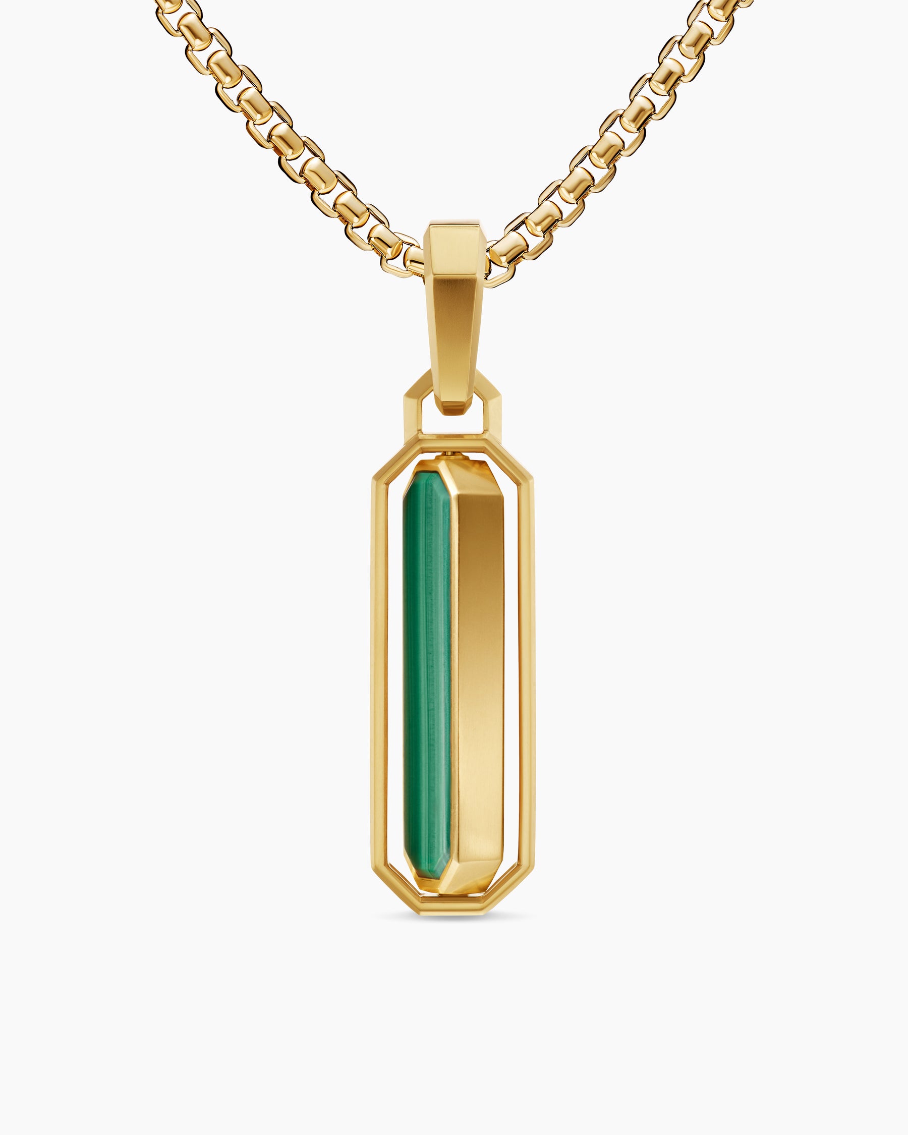 Streamline Inlay Amulet in 18K Yellow Gold with Black Onyx and Malachite, 30.7mm - Image 6