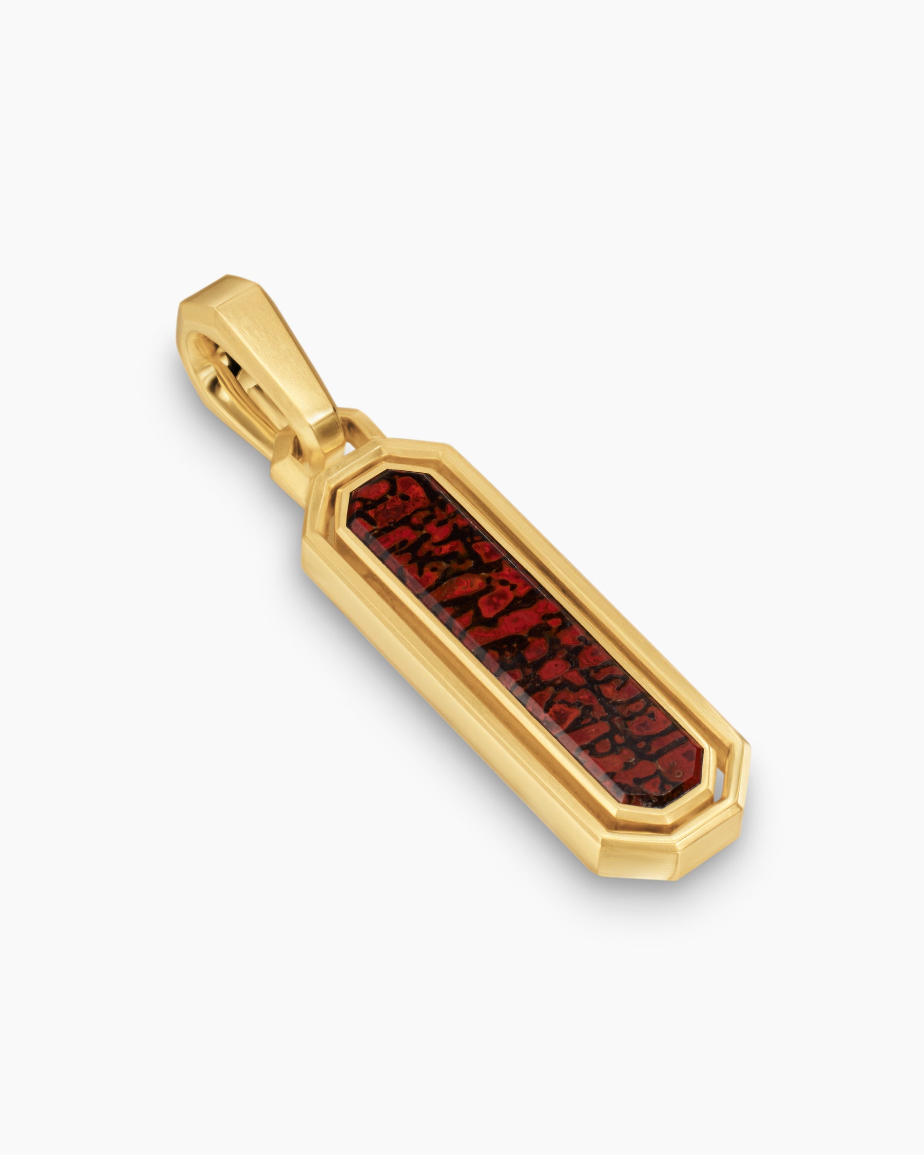 Streamline Inlay Amulet in 18K Yellow Gold with Red Agate and Meteorite, 30.7mm - Image 3