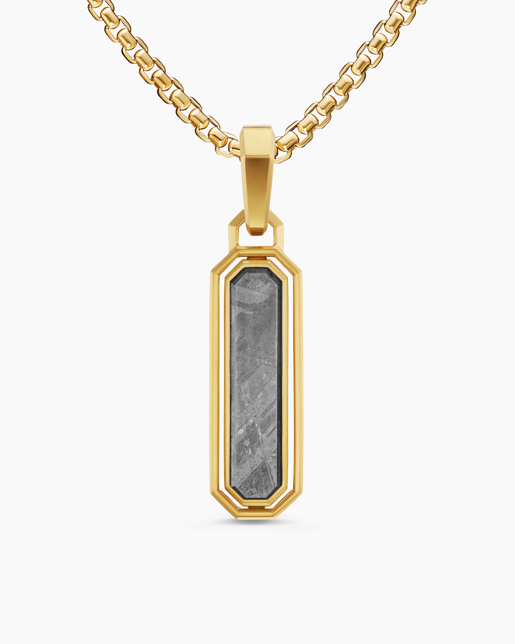 Streamline Inlay Amulet in 18K Yellow Gold with Red Agate and Meteorite, 30.7mm - Image 4