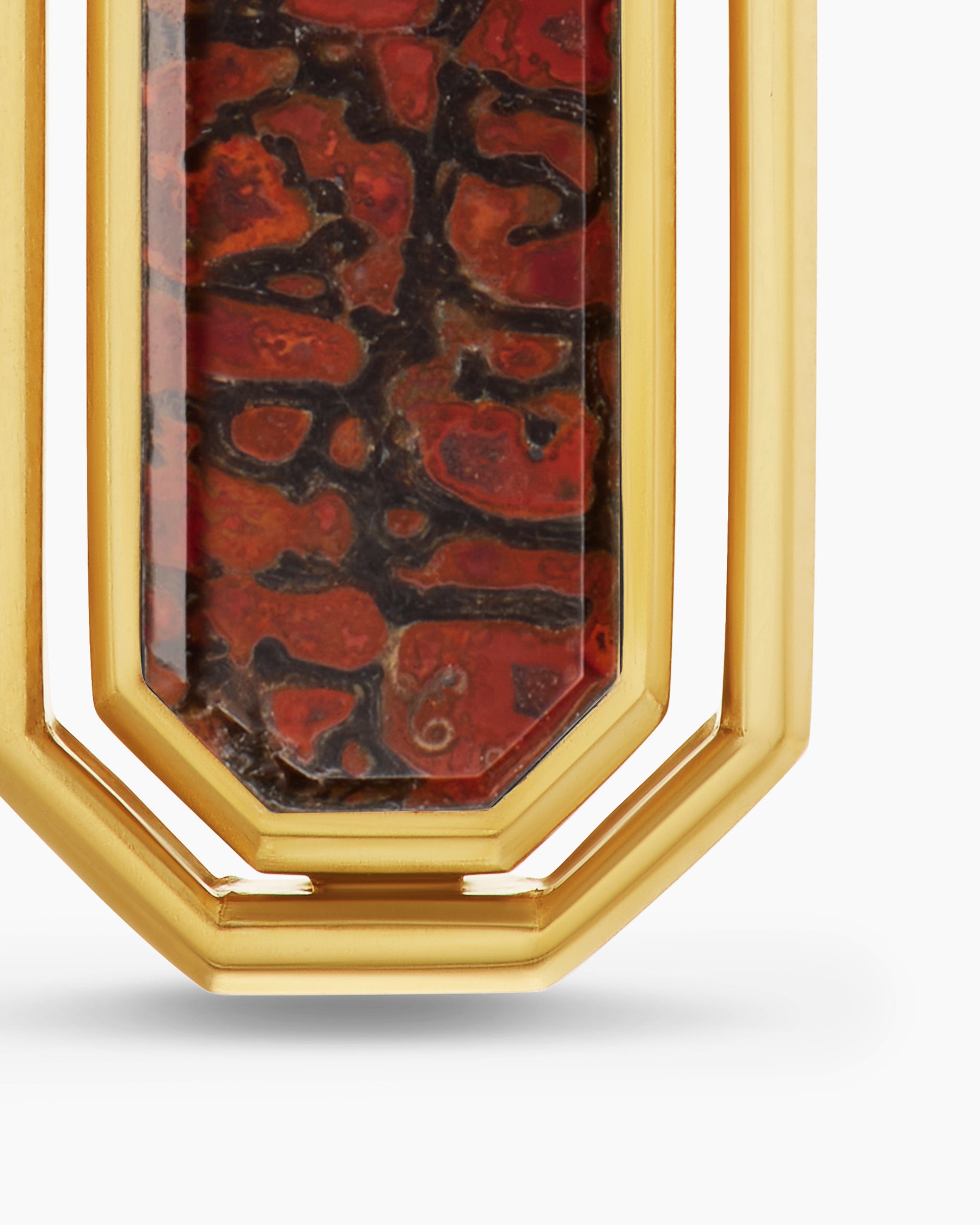 Streamline Inlay Amulet in 18K Yellow Gold with Red Agate and Meteorite, 30.7mm - Image 5