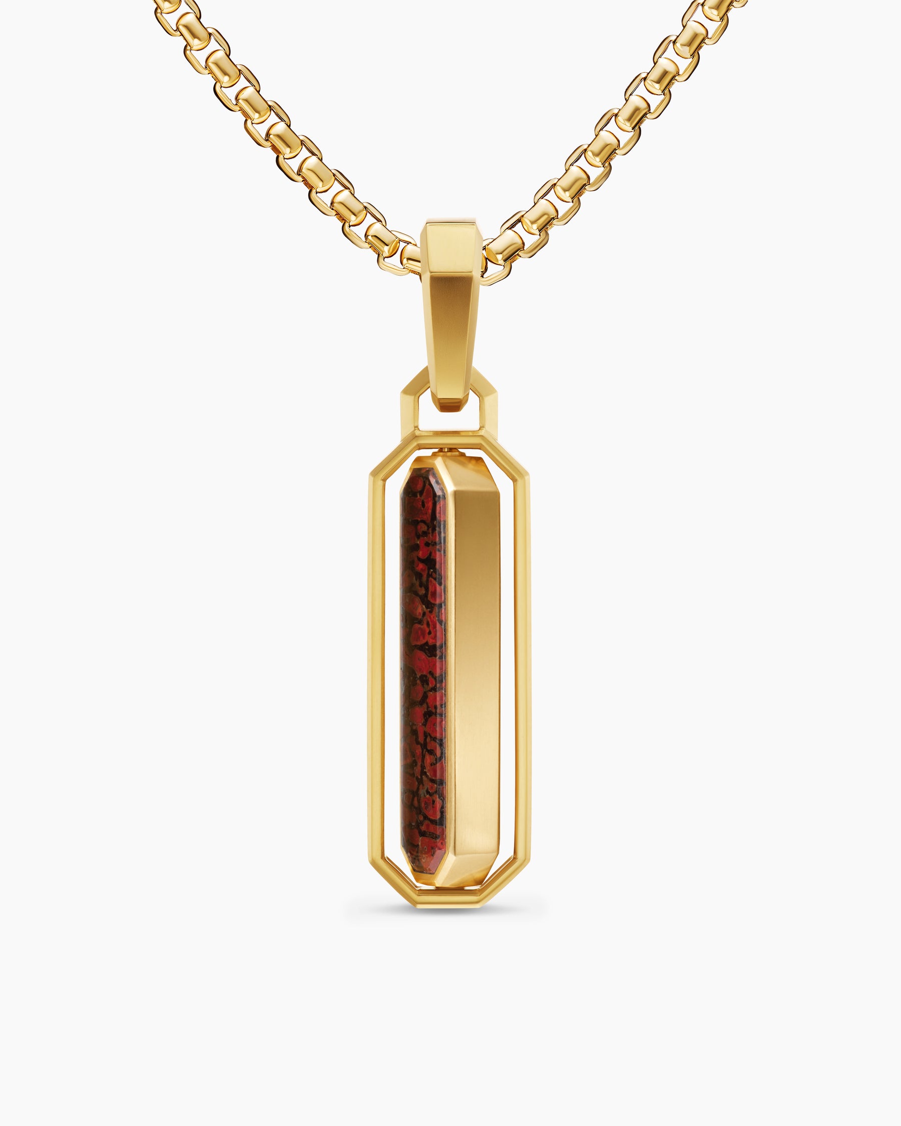 Streamline Inlay Amulet in 18K Yellow Gold with Red Agate and Meteorite, 30.7mm - Image 6