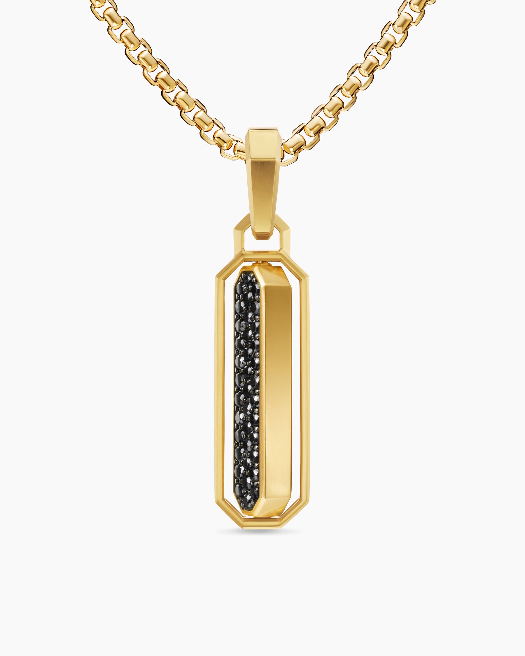 Streamline Inlay Amulet in 18K Yellow Gold with Black Onyx and Black Diamonds, 30.7mm - Image 6