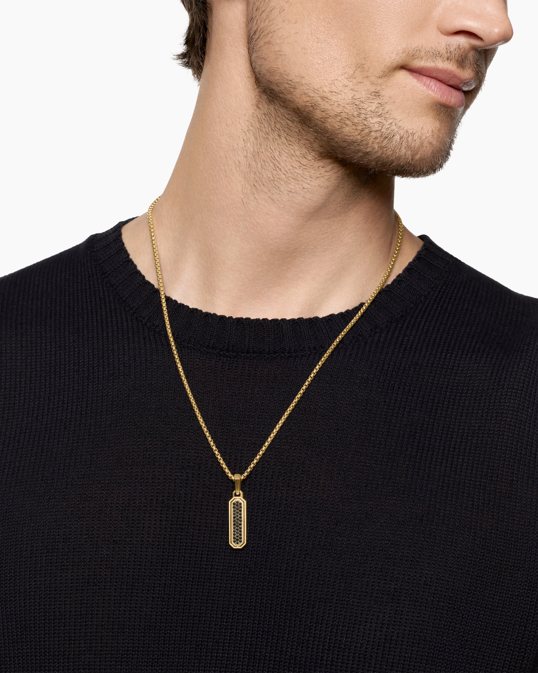 Alternative view of Streamline Inlay Amulet in 18K Yellow Gold with Black Onyx and Black Diamonds, 30.7mm