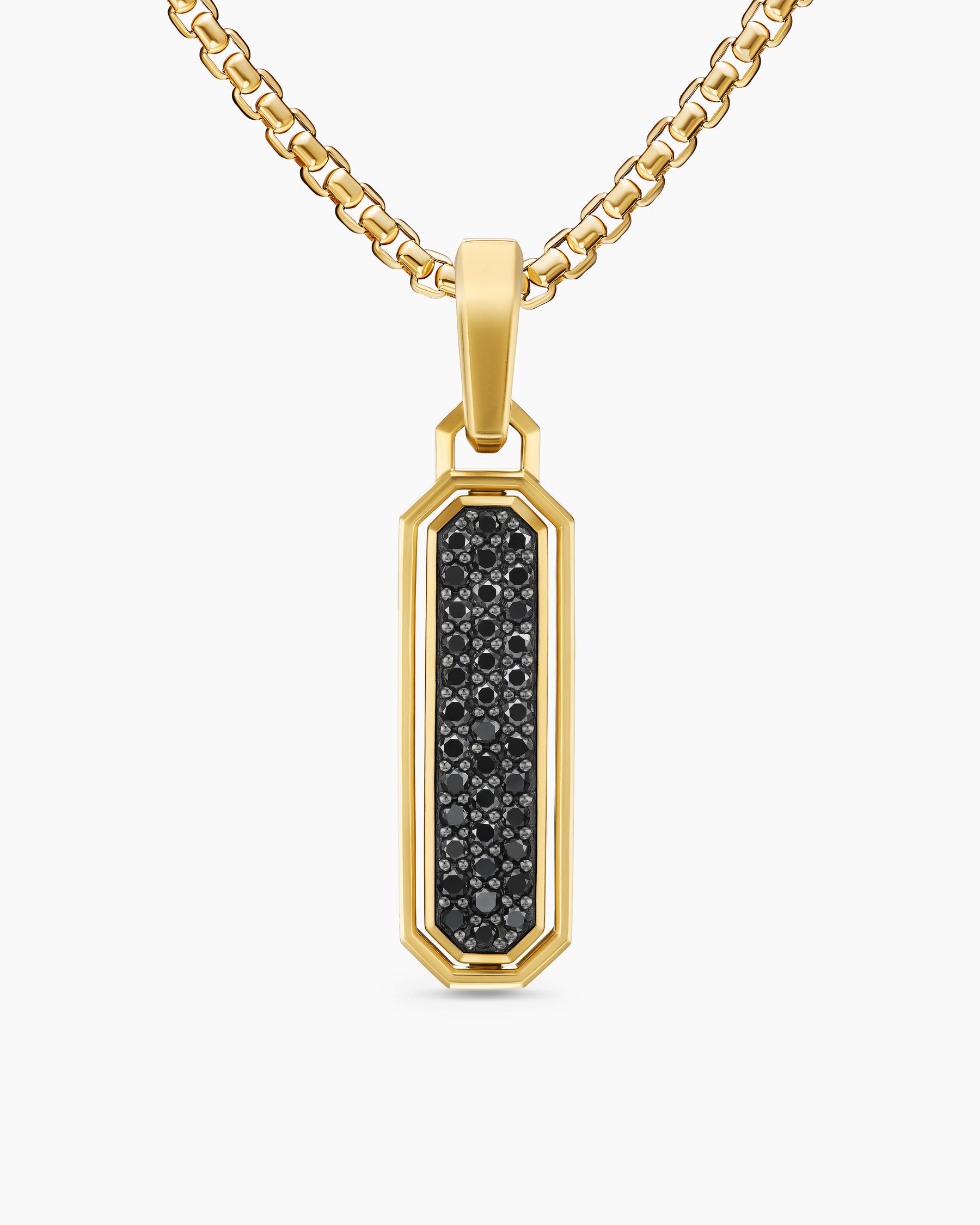 Streamline Inlay Amulet in 18K Yellow Gold with Black Onyx and Black Diamonds, 30.7mm
