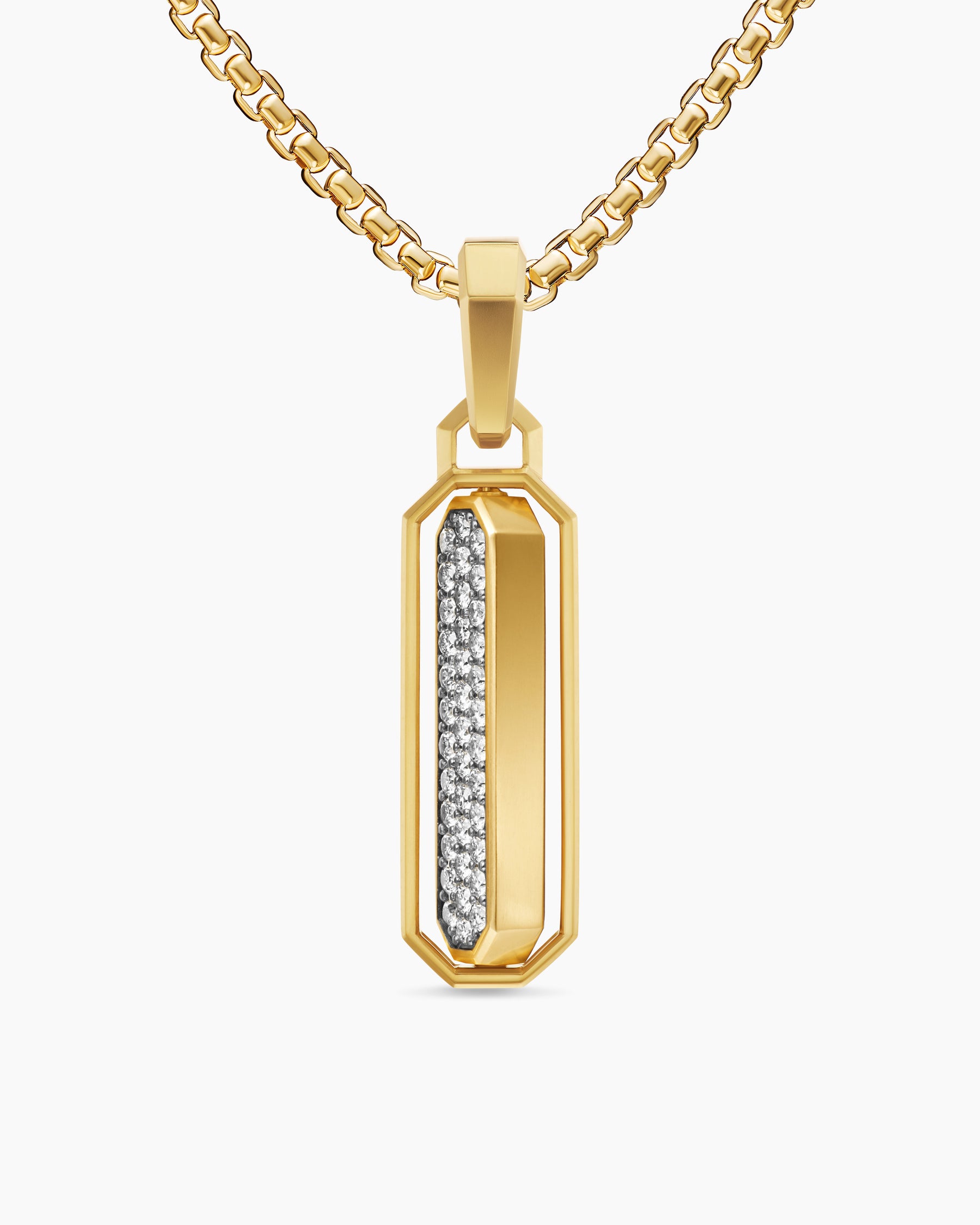Streamline Inlay Amulet in 18K Yellow Gold with Black Onyx and Diamonds, 30.7mm - Image 6