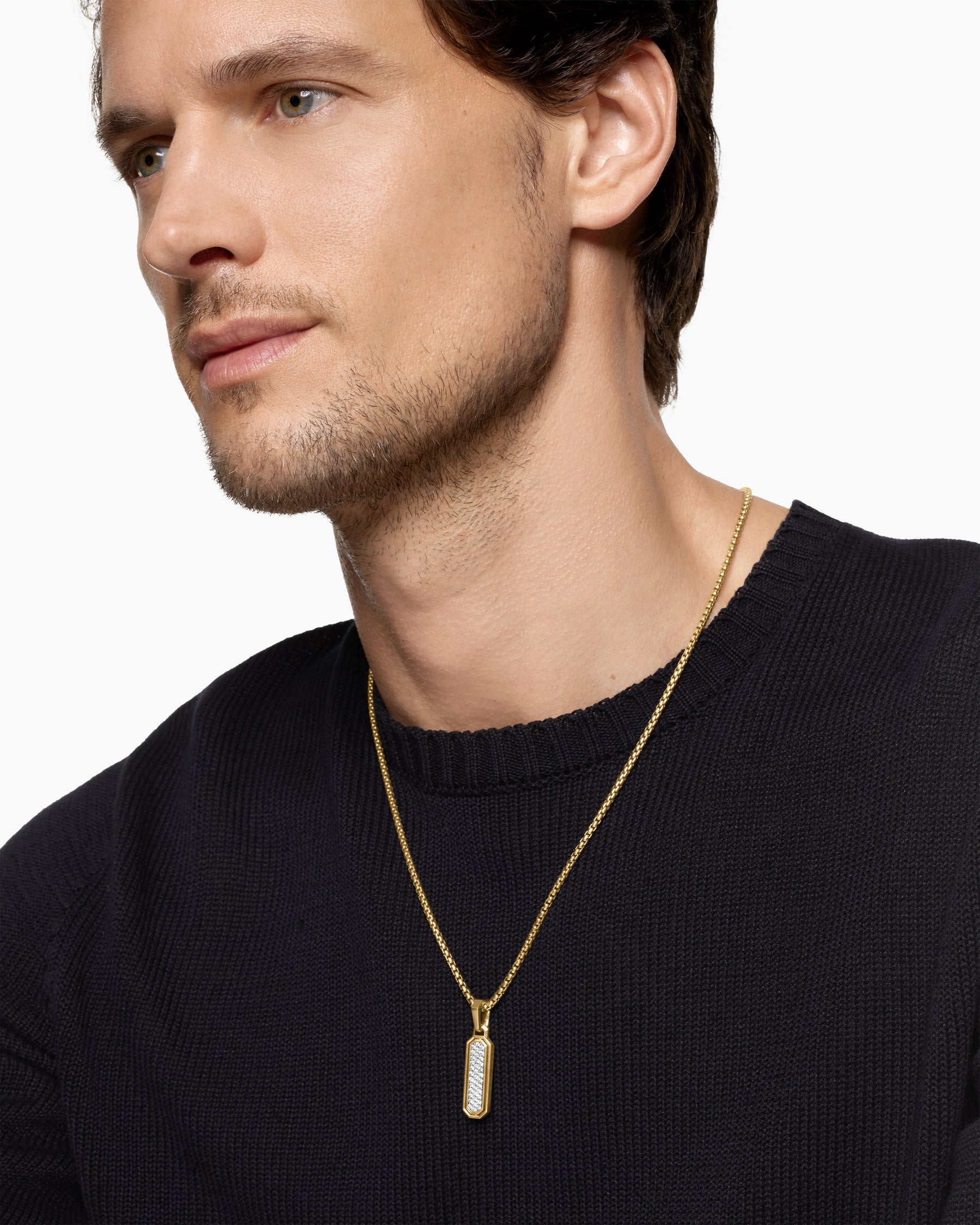 Alternative view of Streamline Inlay Amulet in 18K Yellow Gold with Black Onyx and Diamonds, 30.7mm