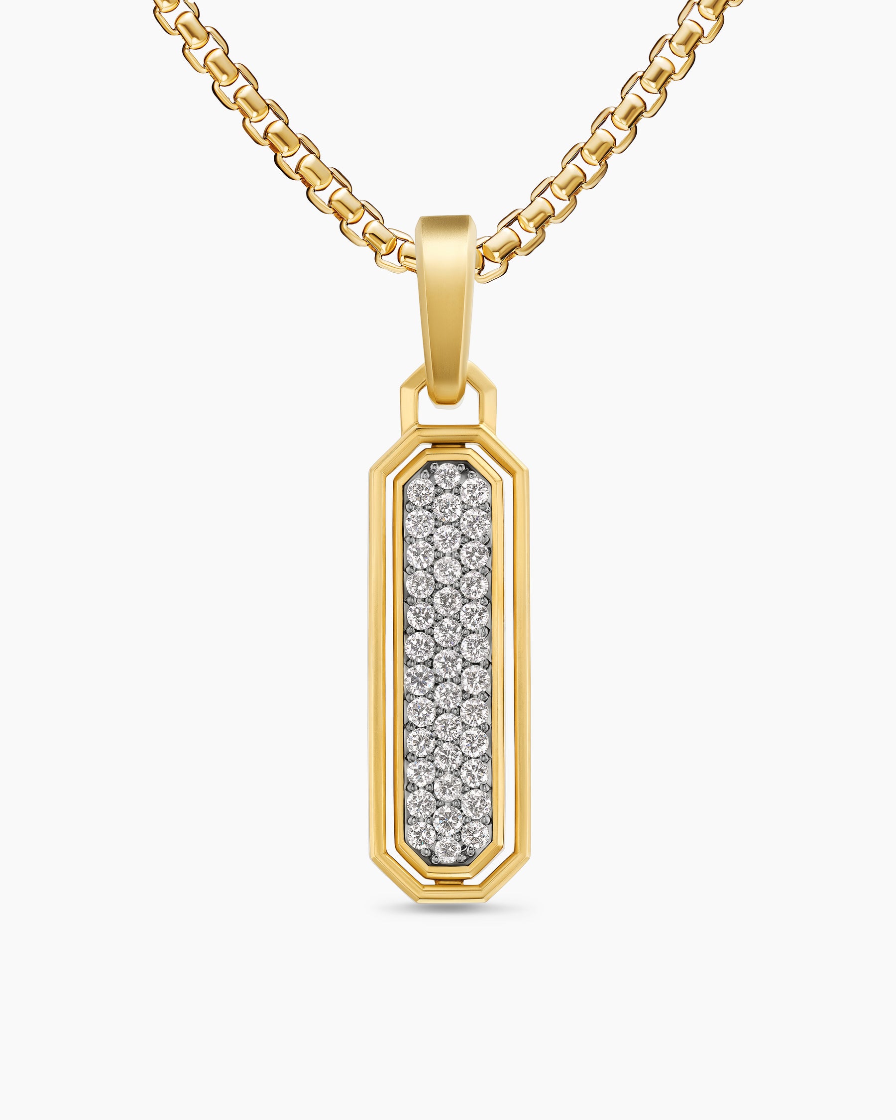 Streamline Inlay Amulet in 18K Yellow Gold with Black Onyx and Diamonds, 30.7mm