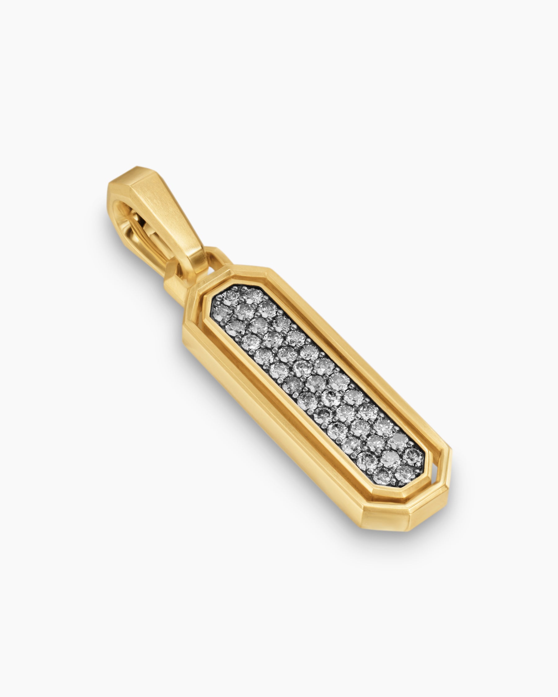 Streamline Inlay Amulet in 18K Yellow Gold with Meteorite and Grey Diamonds, 30.7mm - Image 3