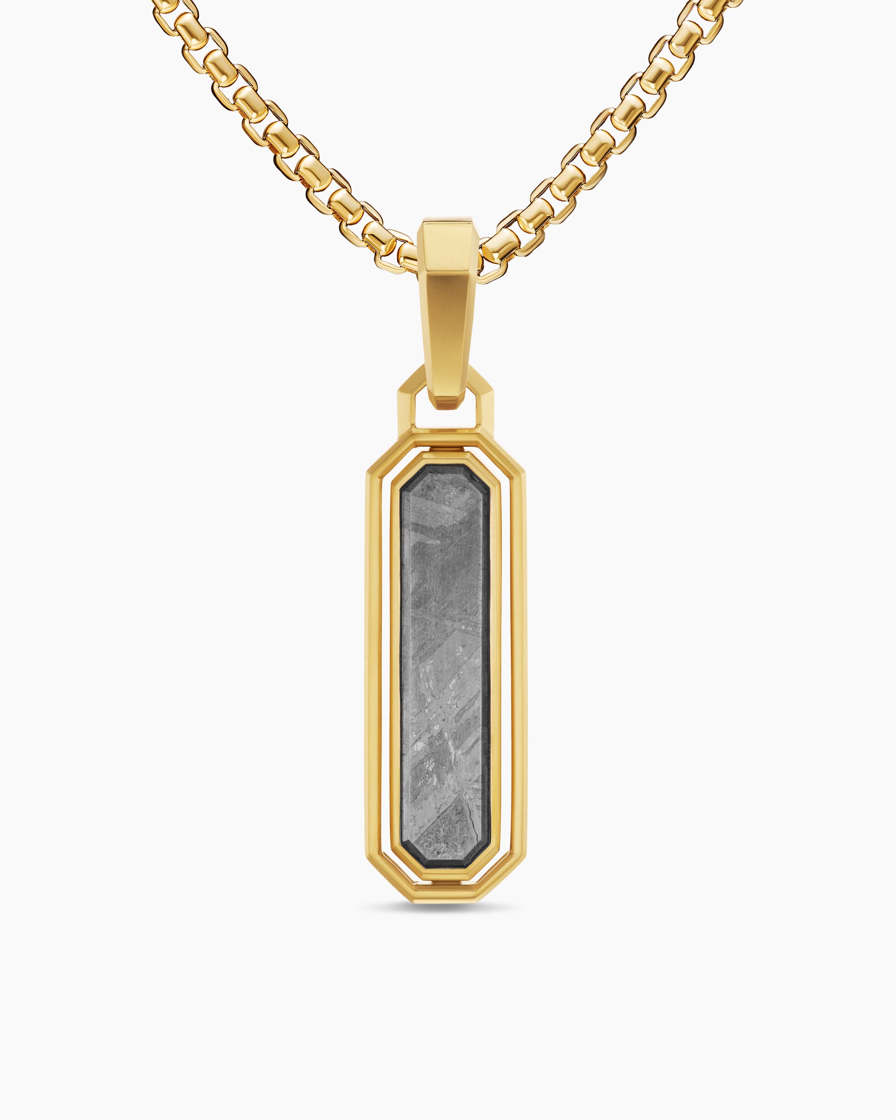 Streamline Inlay Amulet in 18K Yellow Gold with Meteorite and Grey Diamonds, 30.7mm - Image 4