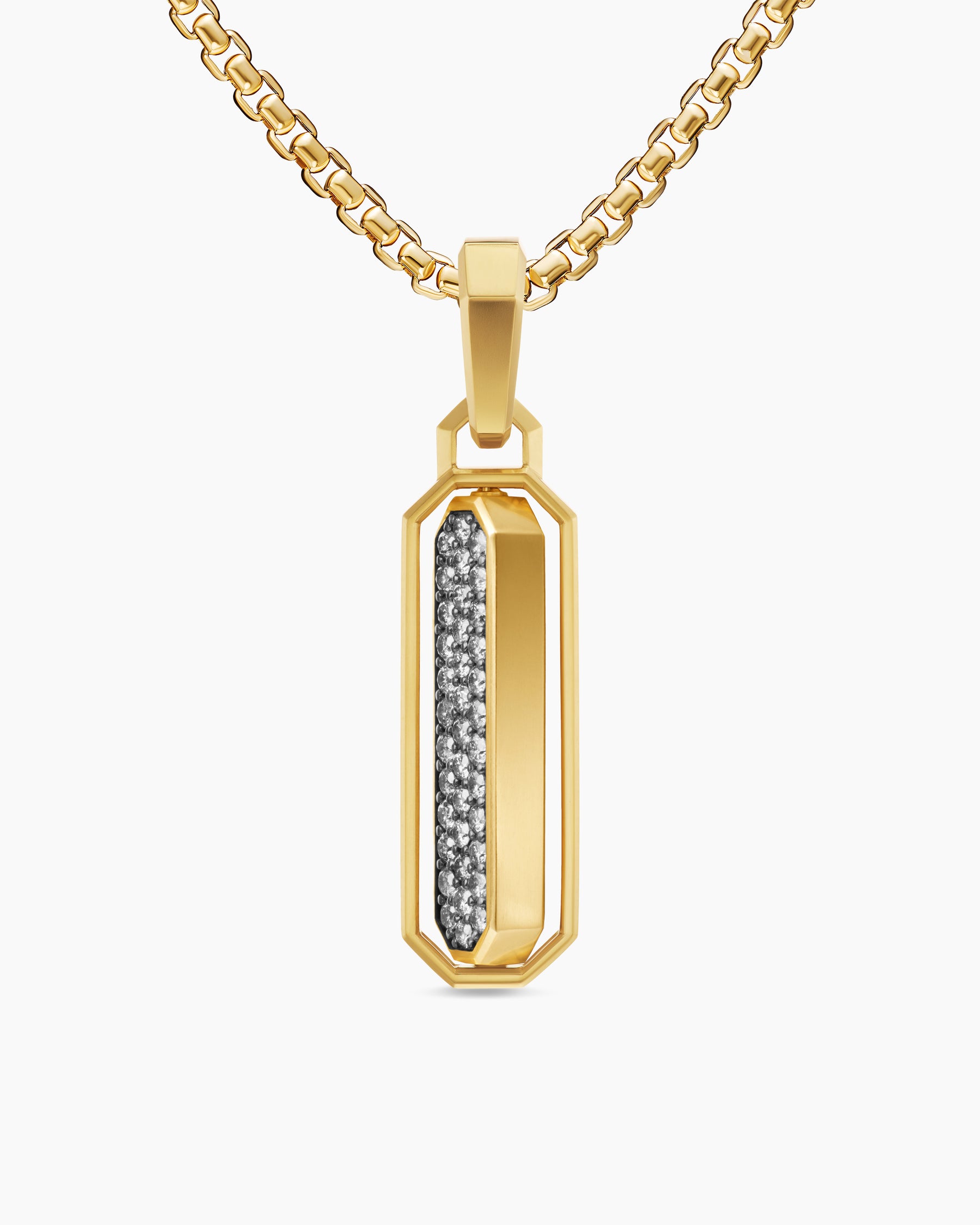 Streamline Inlay Amulet in 18K Yellow Gold with Meteorite and Grey Diamonds, 30.7mm - Image 6
