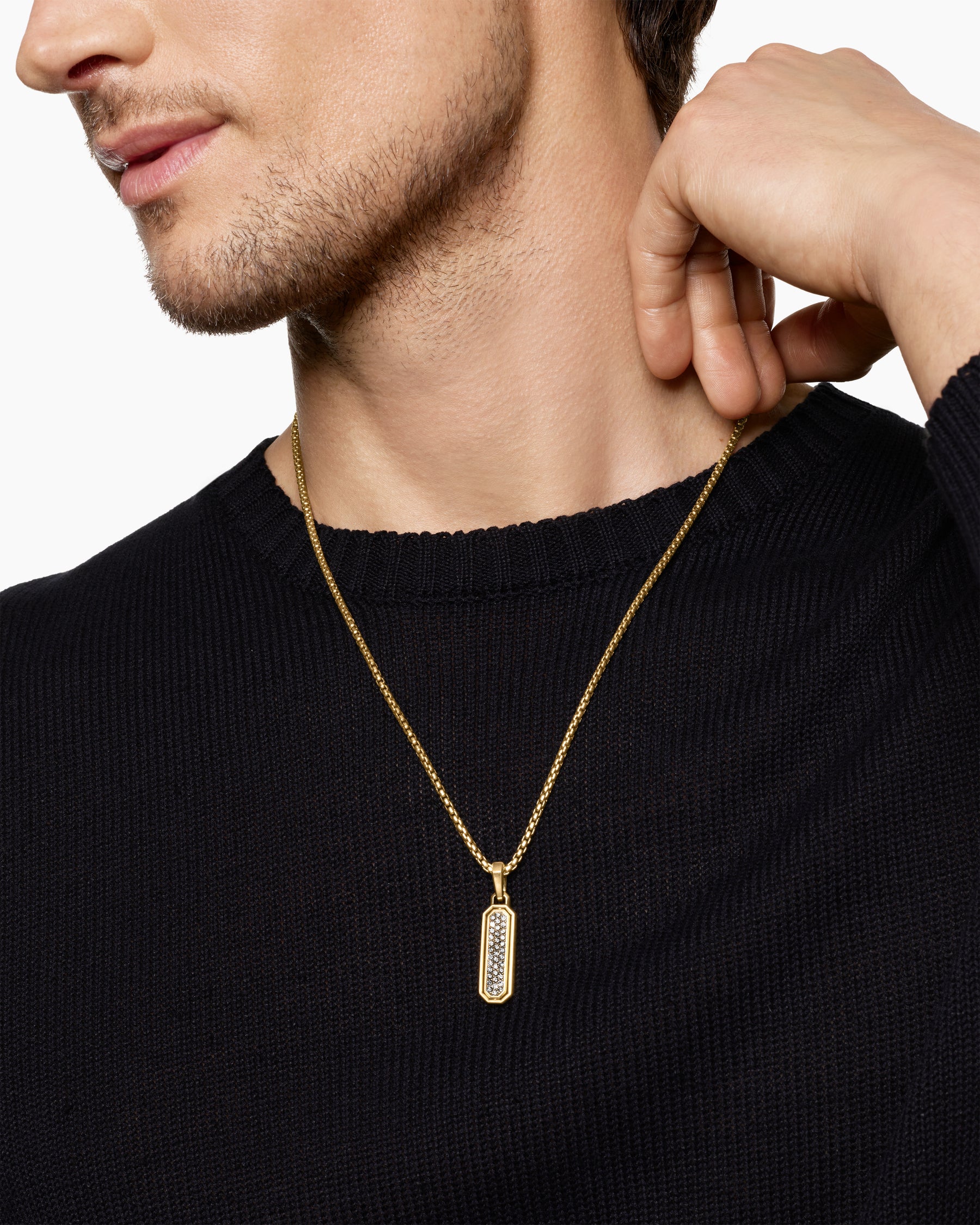 Alternative view of Streamline Inlay Amulet in 18K Yellow Gold with Meteorite and Grey Diamonds, 30.7mm