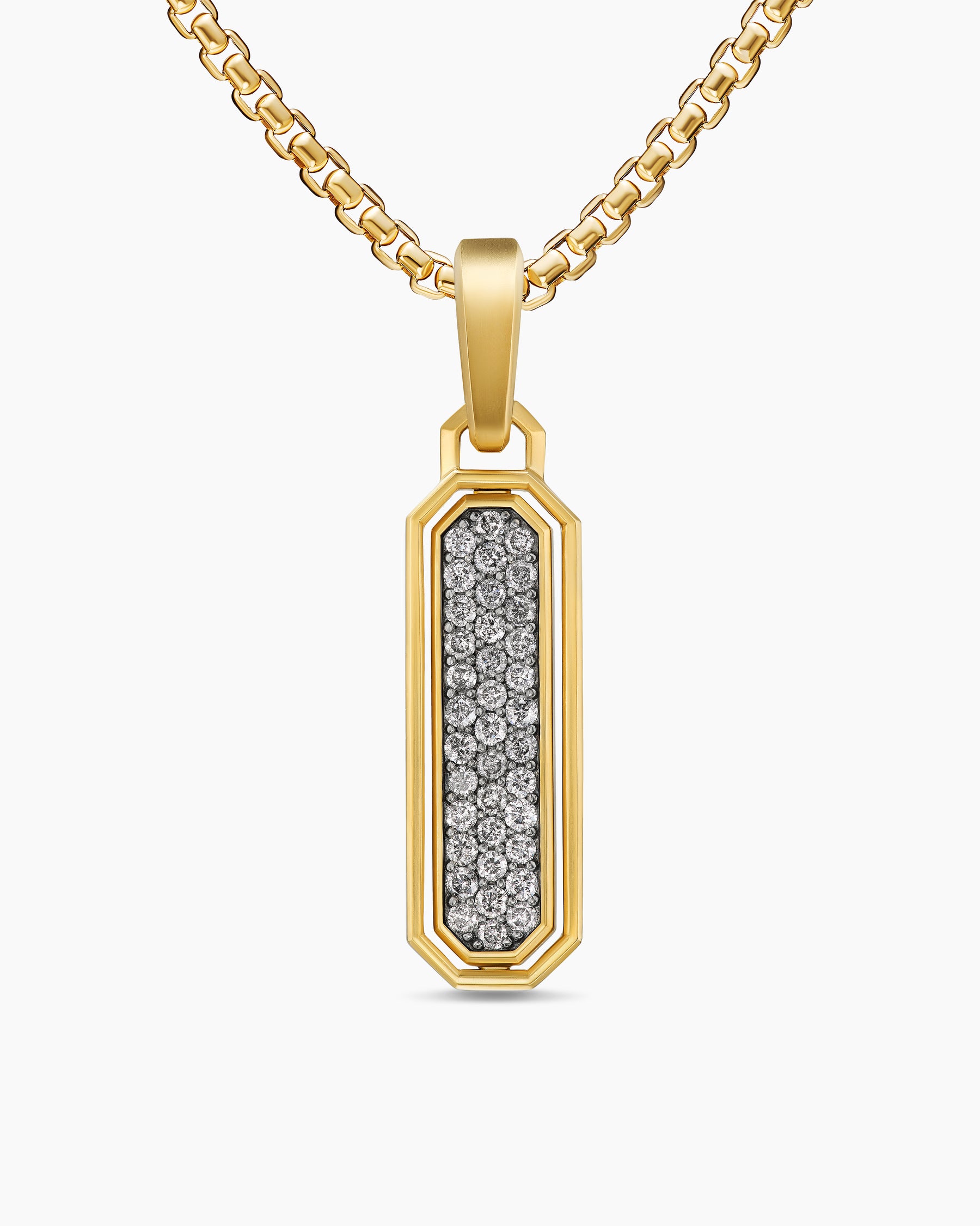 Streamline Inlay Amulet in 18K Yellow Gold with Meteorite and Grey Diamonds, 30.7mm