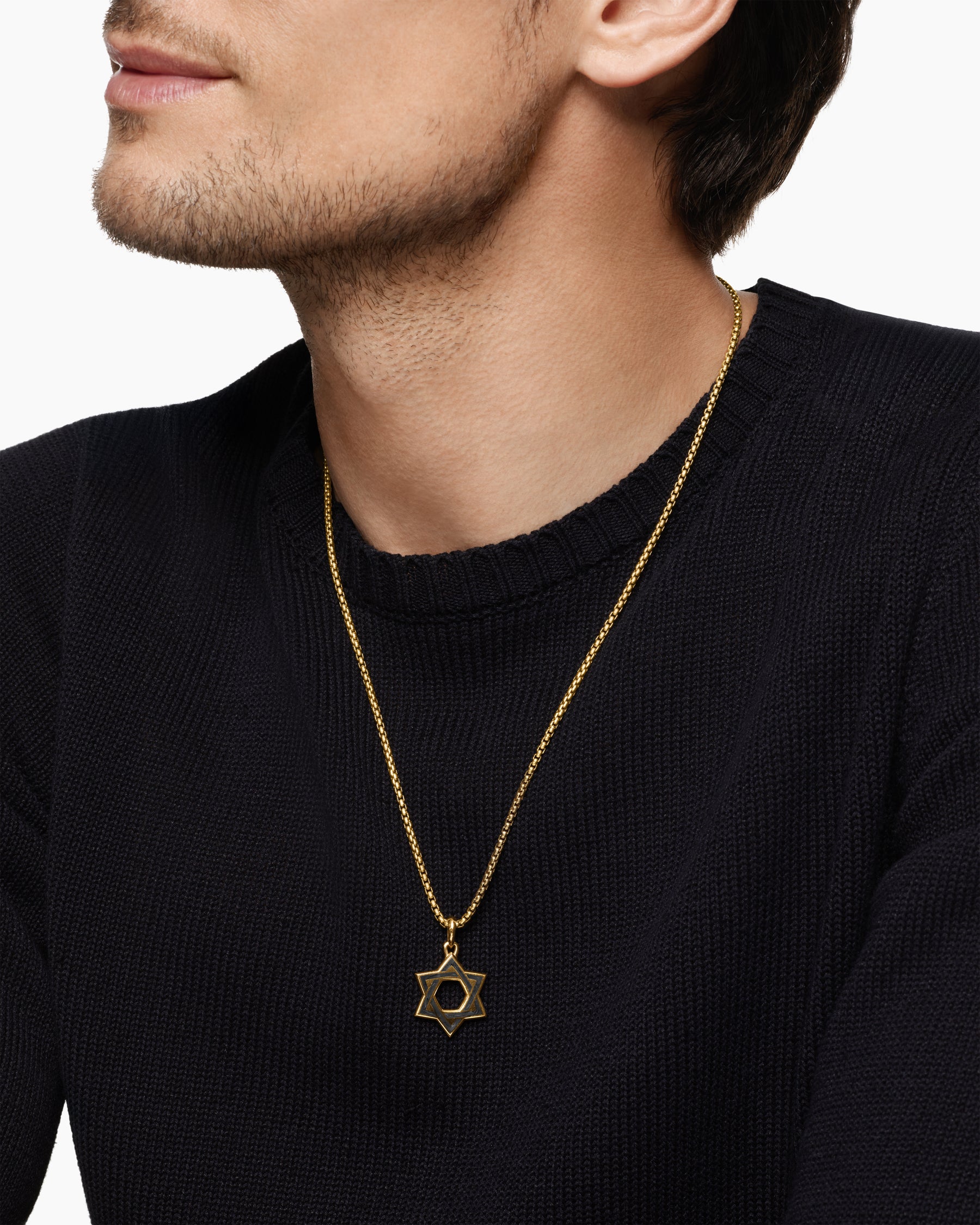 Alternative view of Star of David Amulet in 18K Yellow Gold with Forged Carbon, 25mm