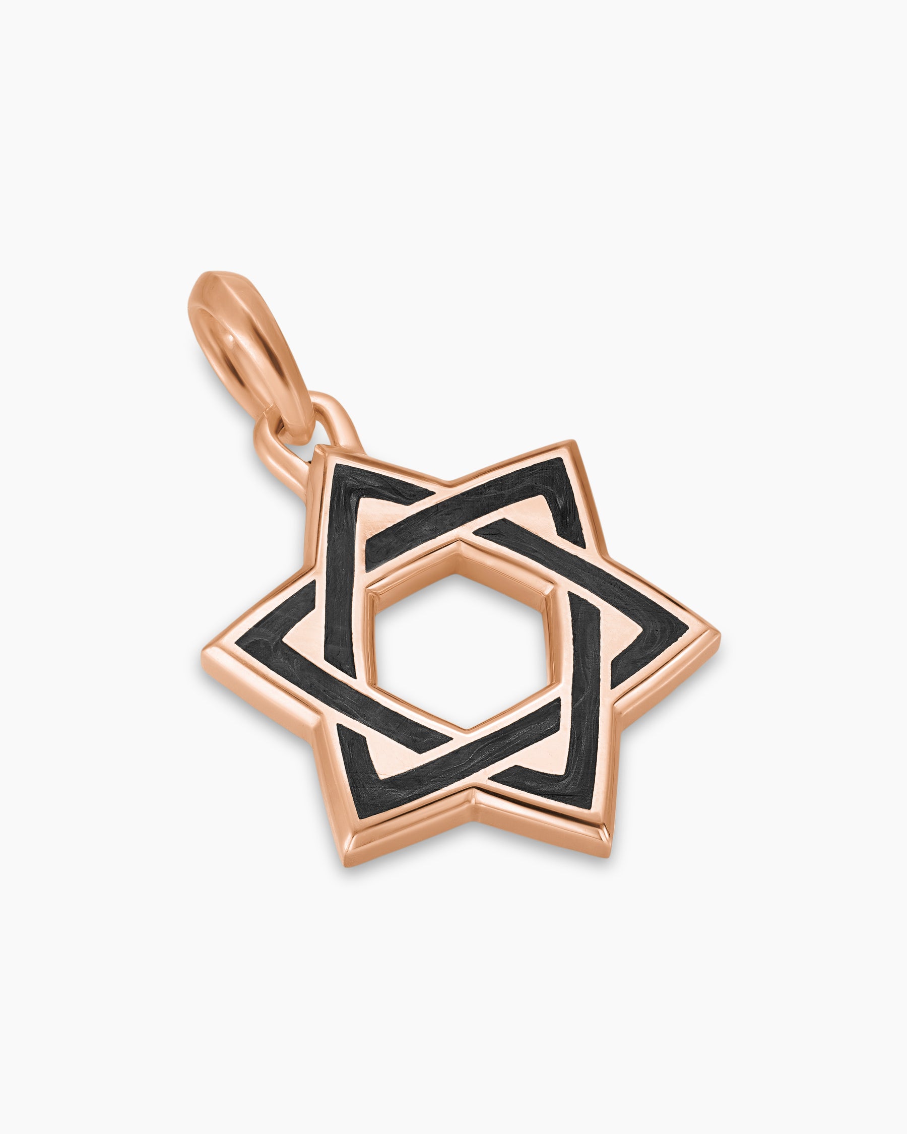 Star of David Amulet in 18K Rose Gold with Forged Carbon, 25mm - Image 3