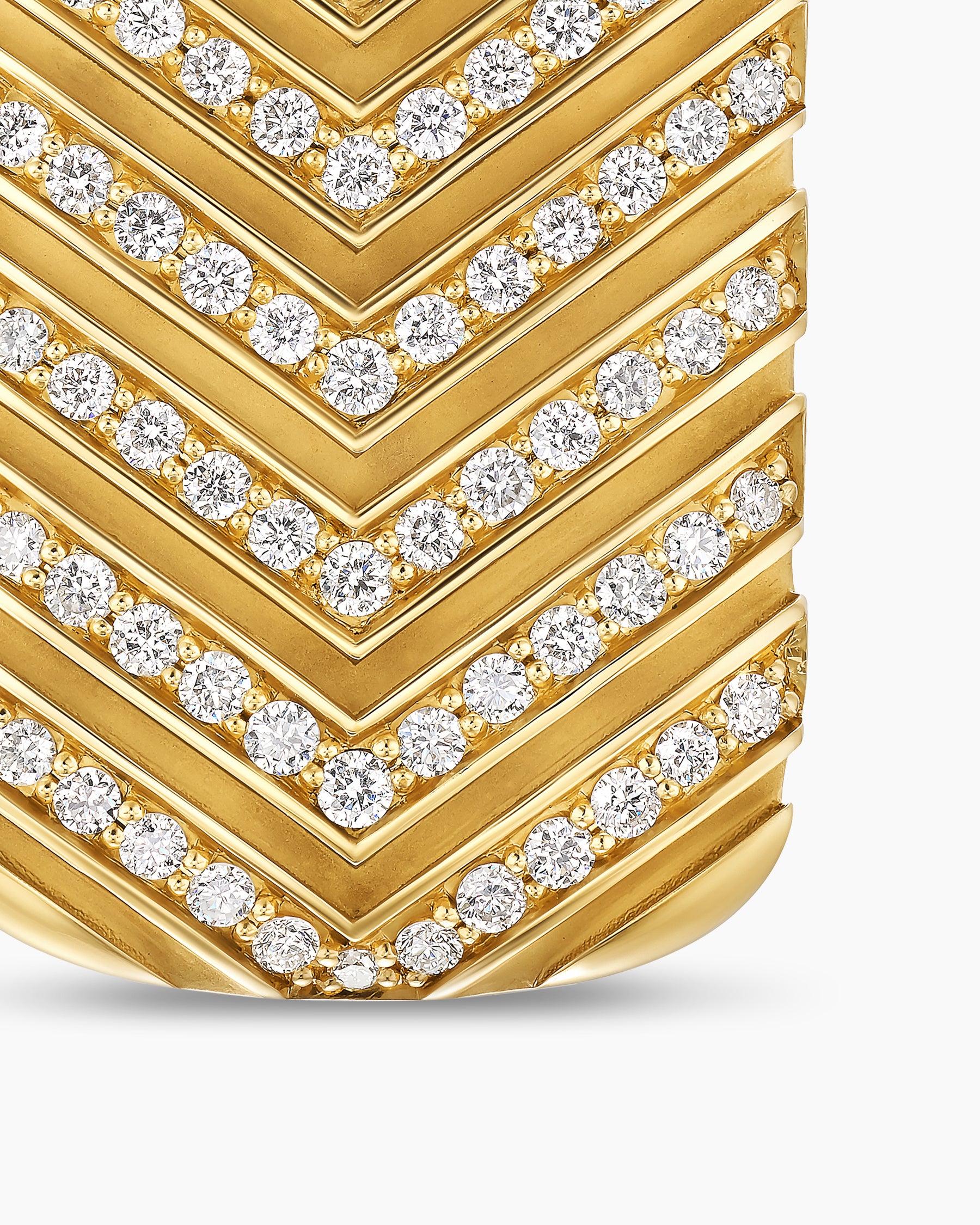 Chevron Tag in 18K Yellow Gold with Diamonds, 27mm - Image 5