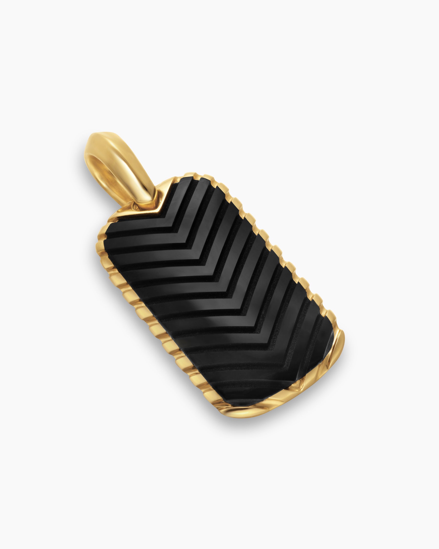 Chevron Tag in 18K Yellow Gold with Black Onyx, 27mm - Image 3