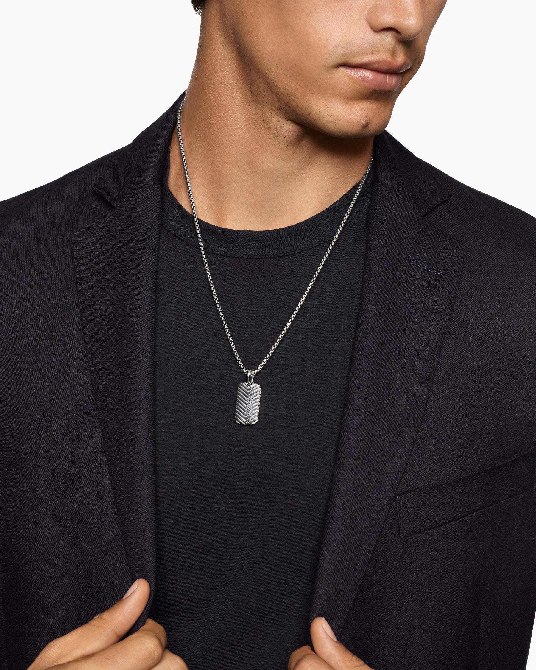 Alternative view of Chevron Tag in Sterling Silver, 27mm