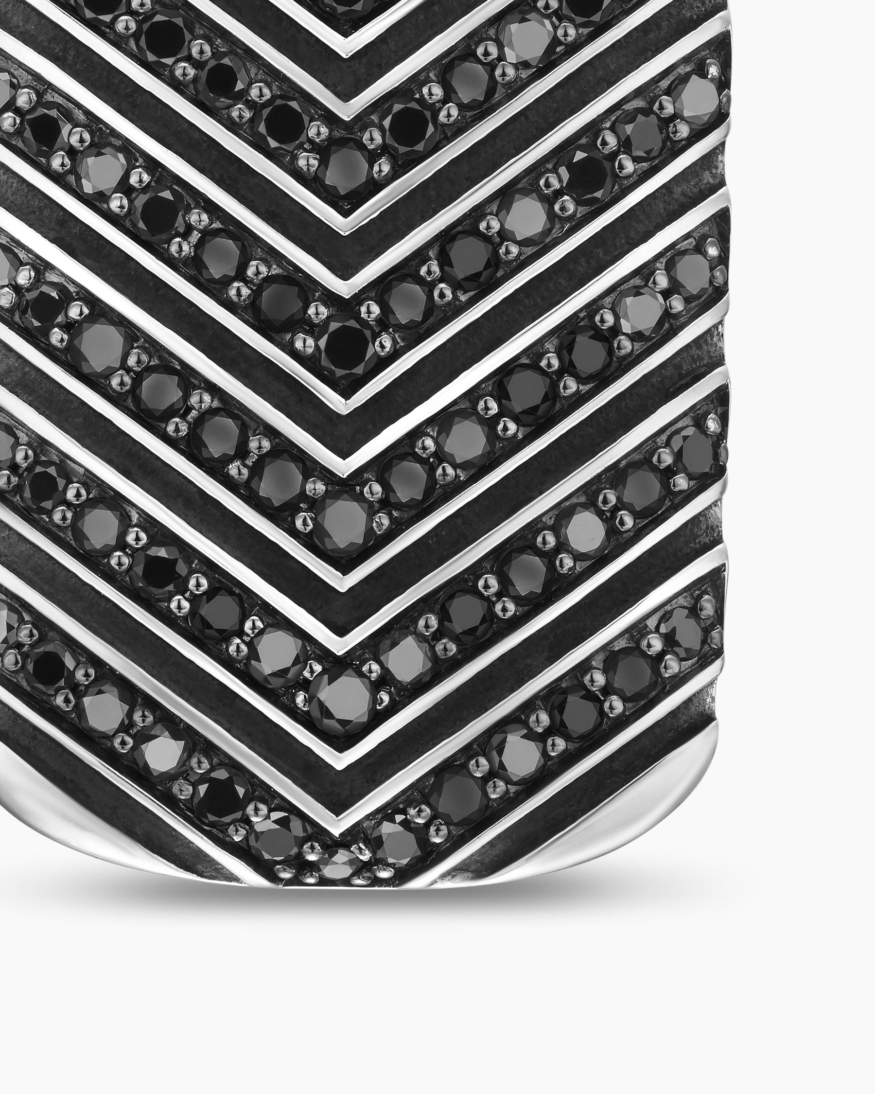 Chevron Tag in Sterling Silver with Black Diamonds, 27mm - Image 5