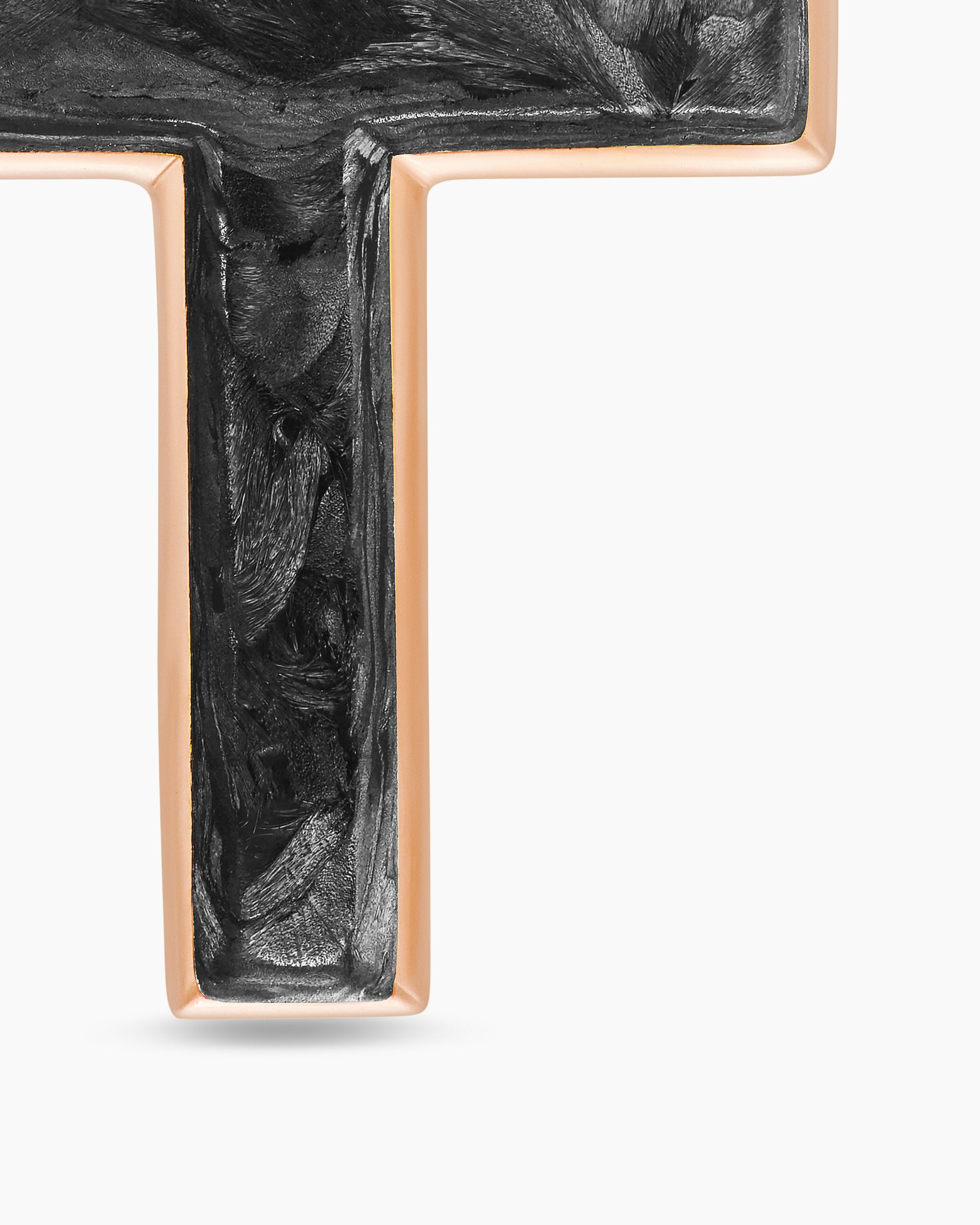 Cross Amulet in 18K Rose Gold with Forged Carbon, 24mm - Image 5