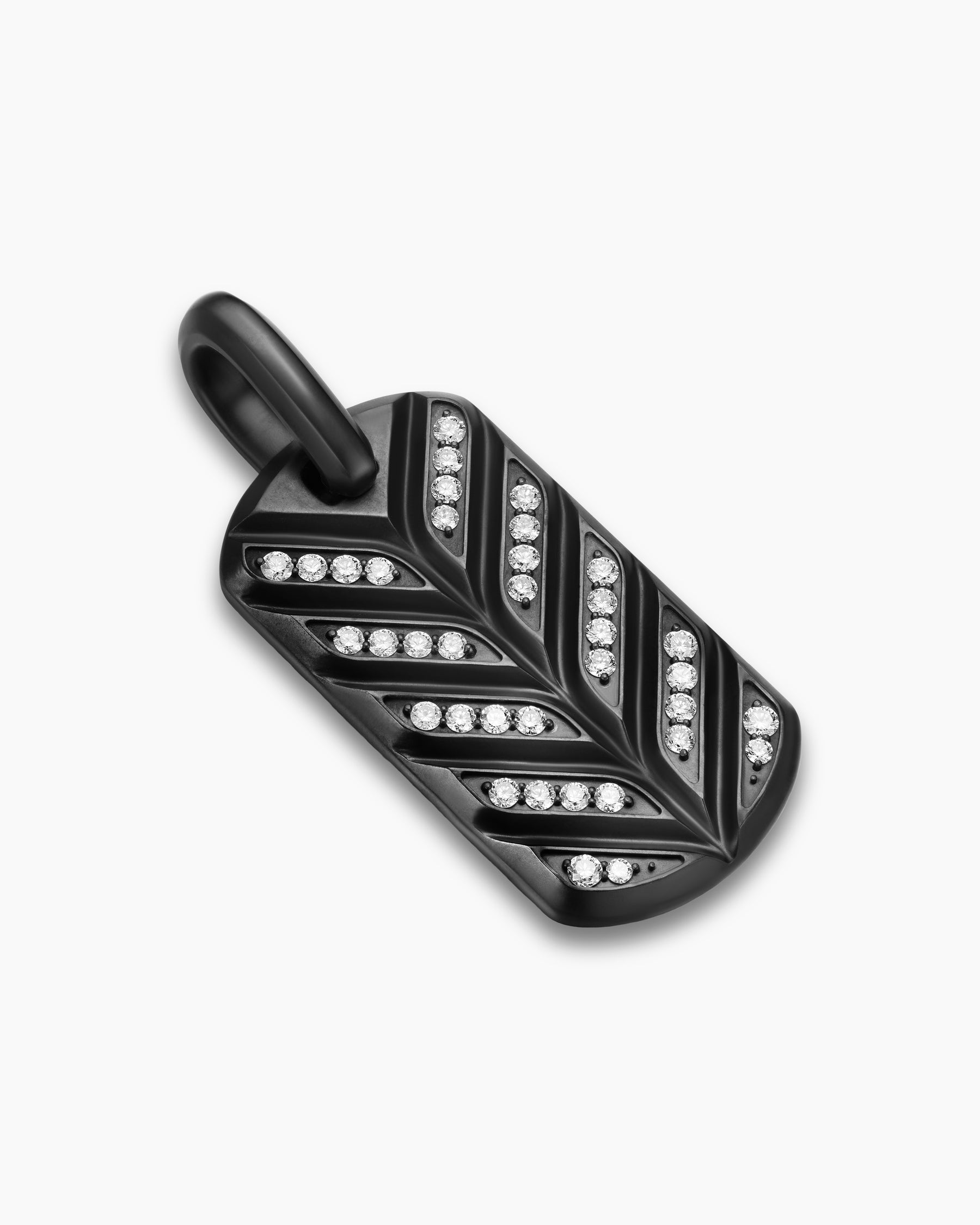 Chevron Fluorescent Tag in Black Titanium with Diamonds, 27mm - Image 4