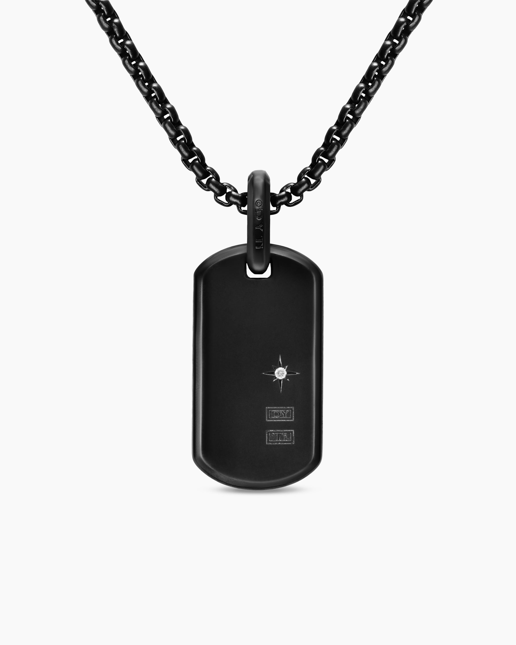 Chevron Fluorescent Tag in Black Titanium with Diamonds, 27mm - Image 5