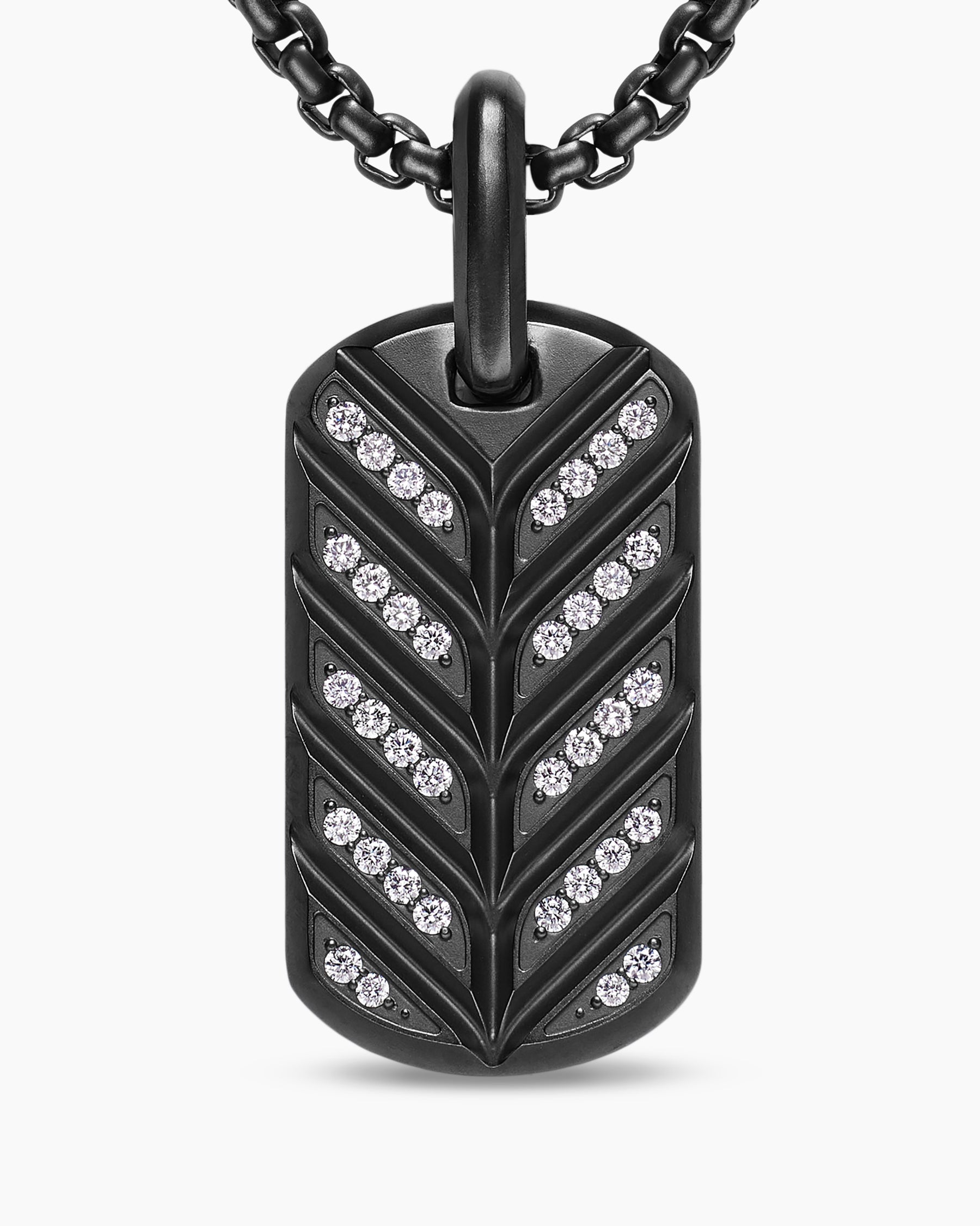Chevron Fluorescent Tag in Black Titanium with Diamonds, 27mm - Image 6