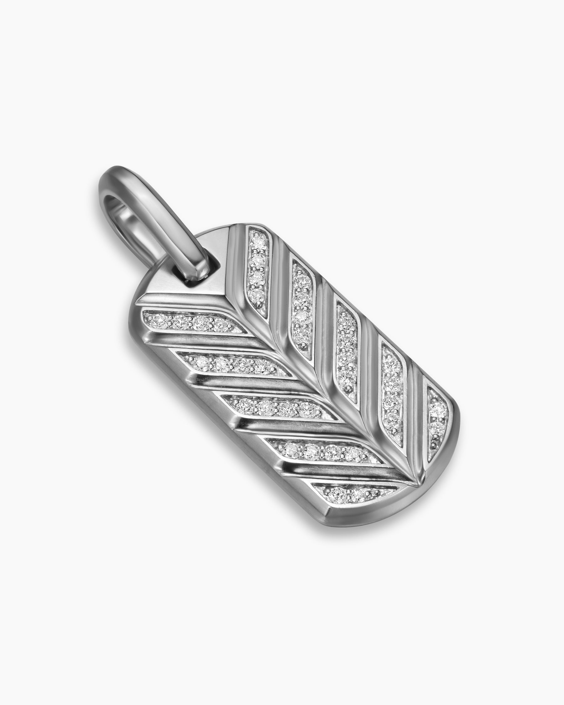 Chevron Fluorescent Tag in Sterling Silver with Diamonds, 27mm - Image 4