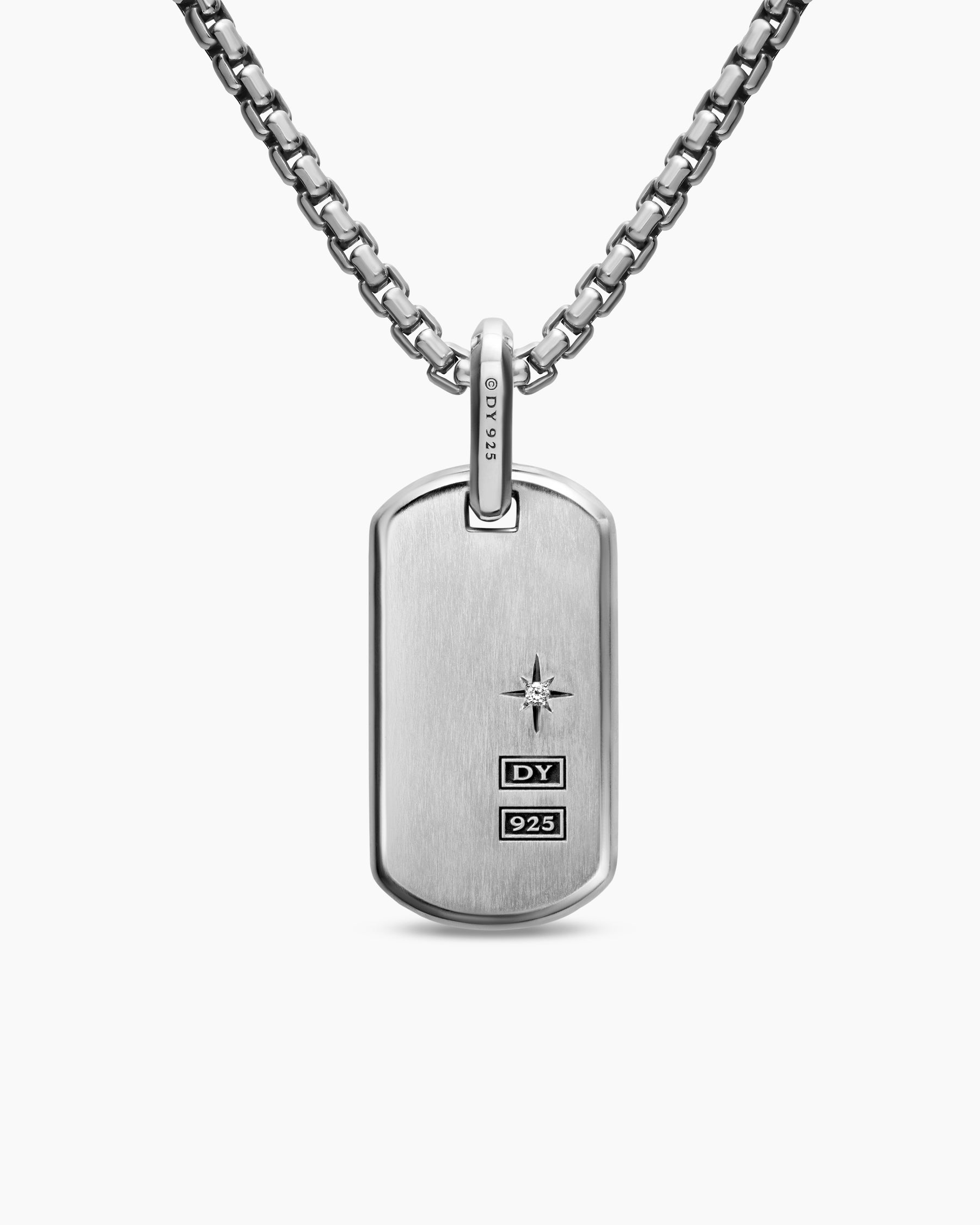 Chevron Fluorescent Tag in Sterling Silver with Diamonds, 27mm - Image 5