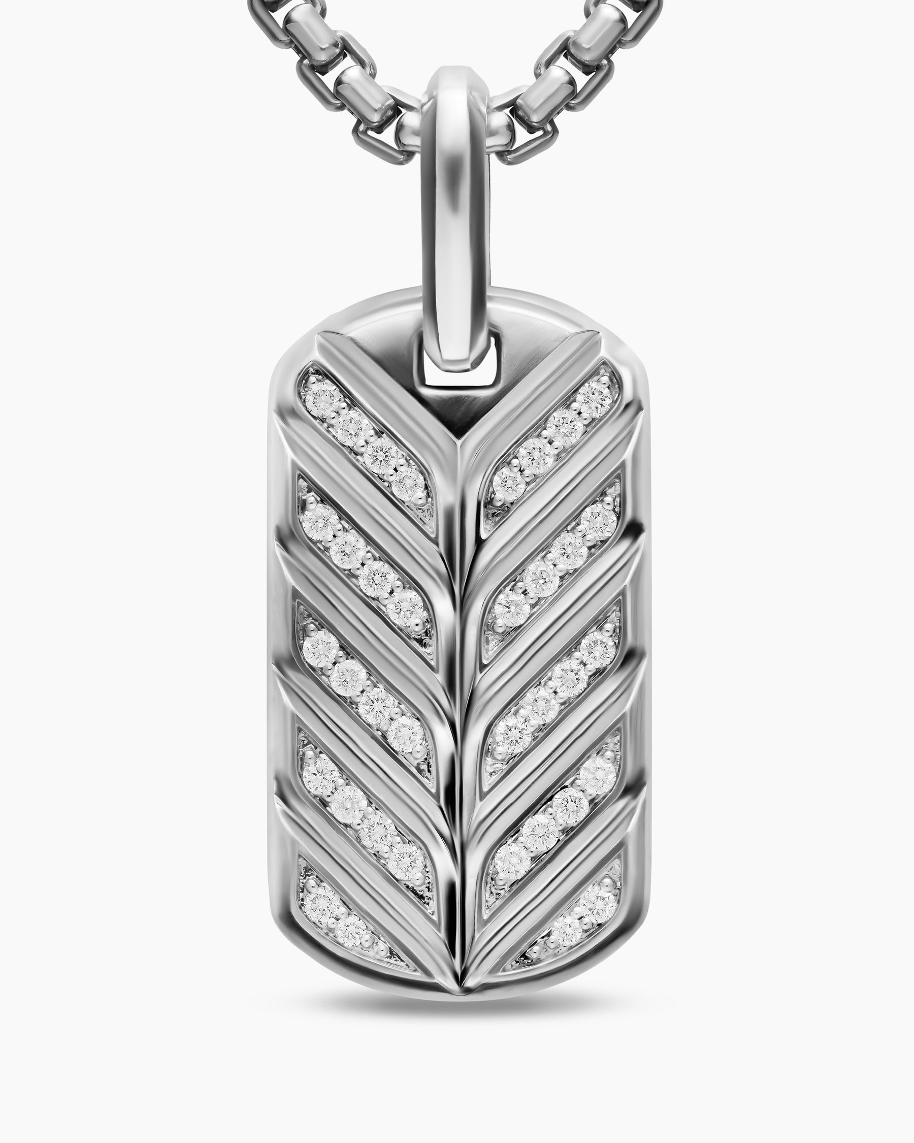 Chevron Fluorescent Tag in Sterling Silver with Diamonds, 27mm - Image 6