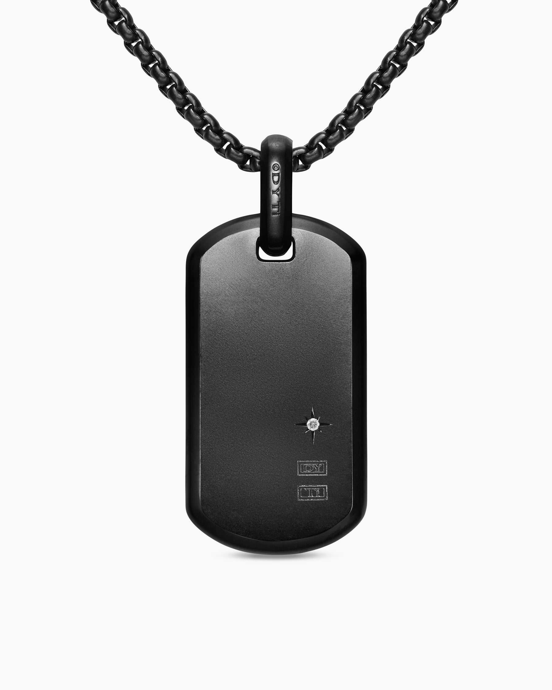 Chevron Fluorescent Tag in Black Titanium with Diamonds, 35mm - Image 5