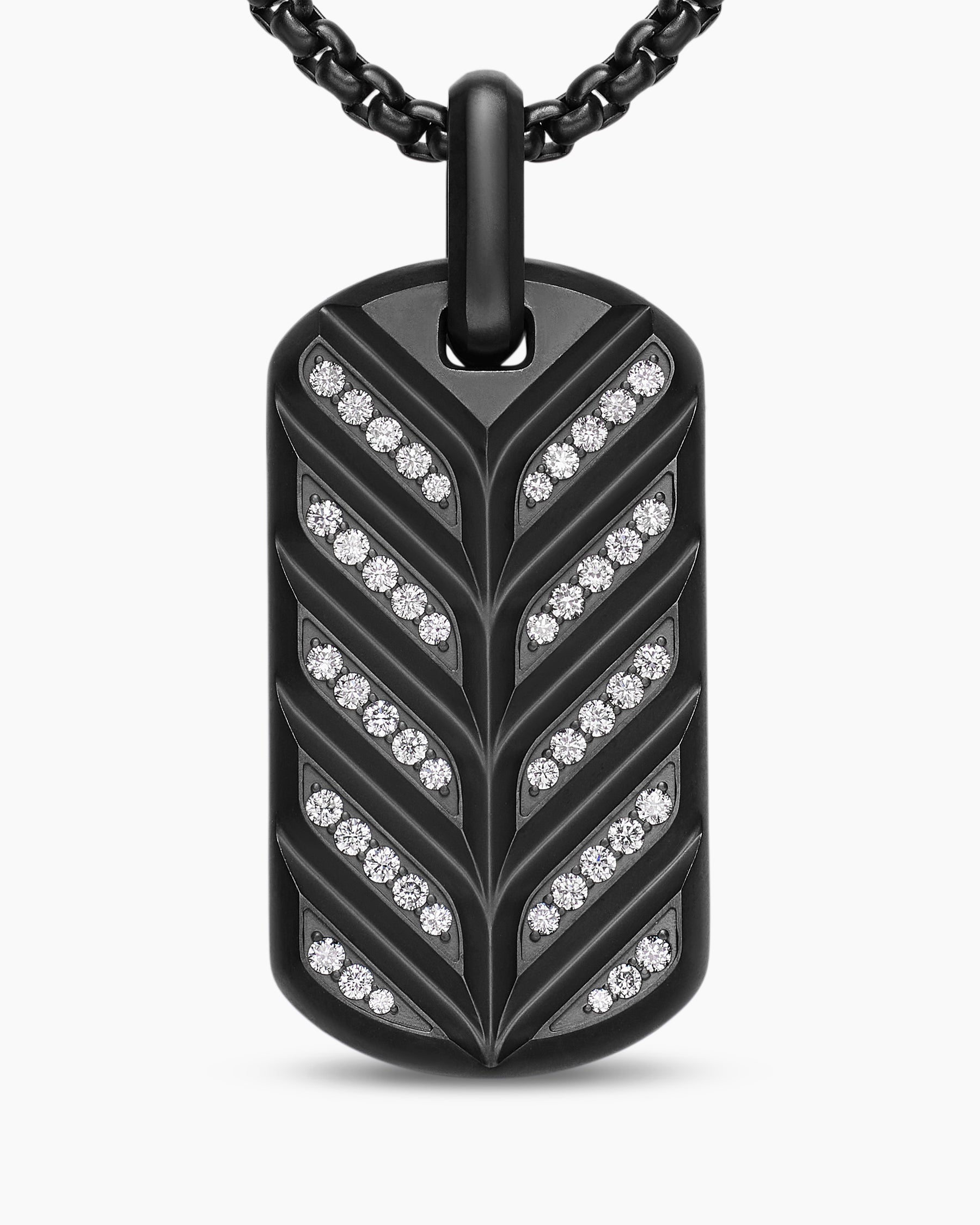Chevron Fluorescent Tag in Black Titanium with Diamonds, 35mm - Image 6