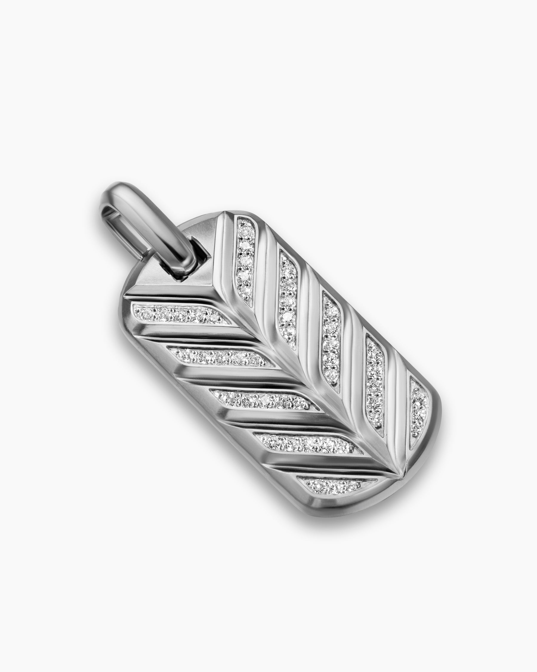 Chevron Fluorescent Tag in Sterling Silver with Diamonds, 35mm - Image 4