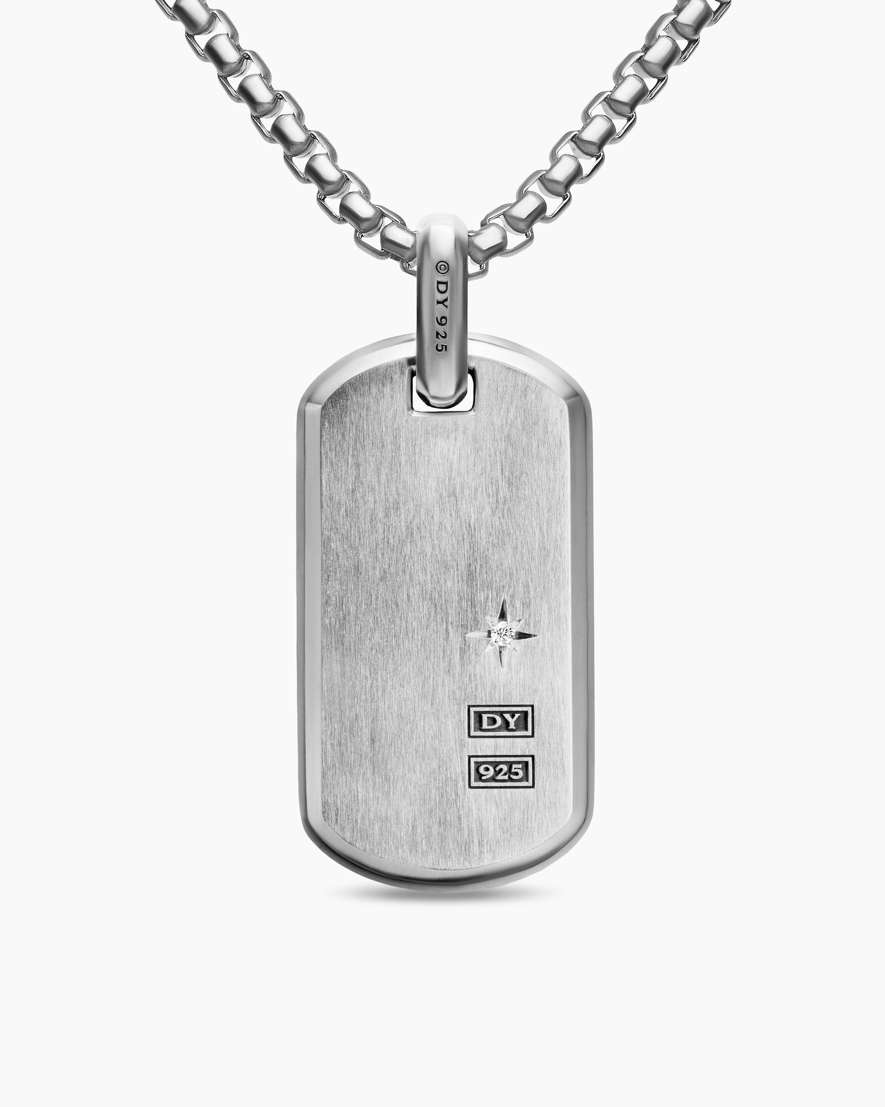 Chevron Fluorescent Tag in Sterling Silver with Diamonds, 35mm - Image 5