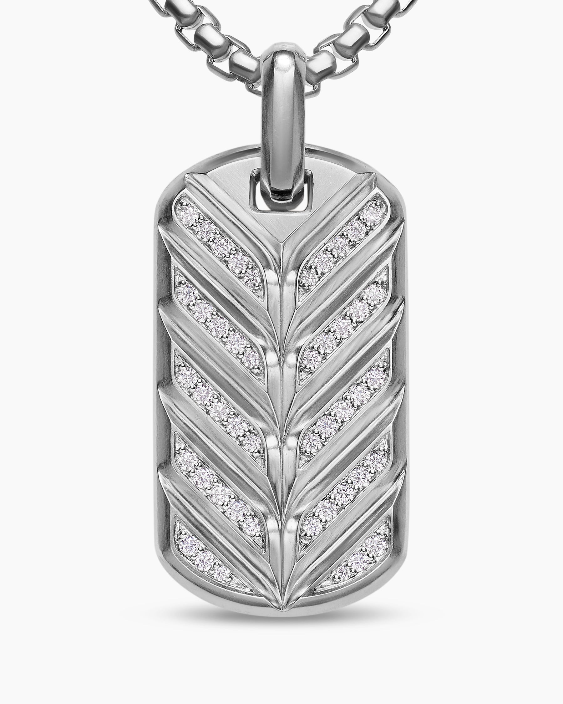 Chevron Fluorescent Tag in Sterling Silver with Diamonds, 35mm - Image 6