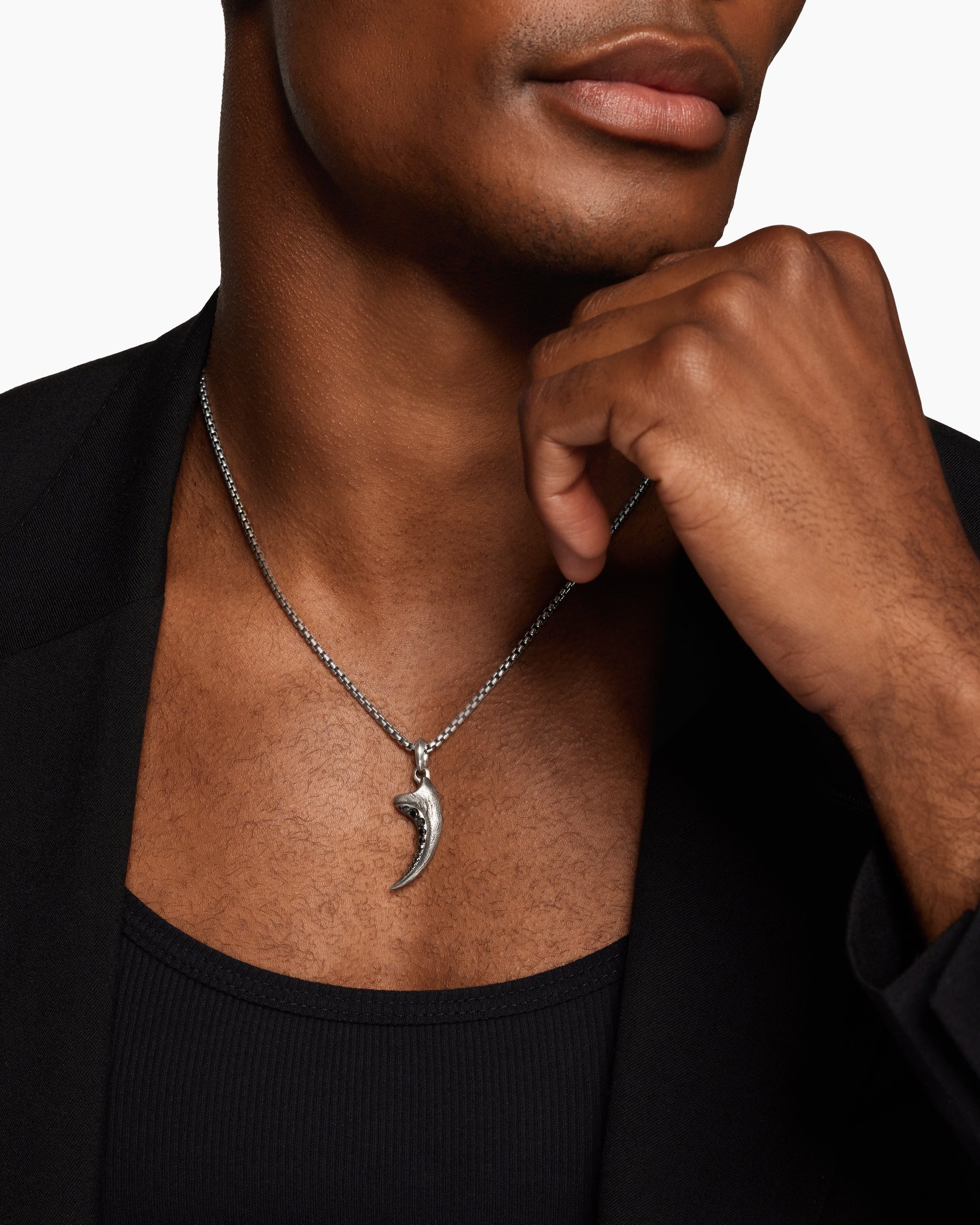 Alternative view of Raptor Claw Amulet in Sterling Silver with Black Diamonds, 36.2mm