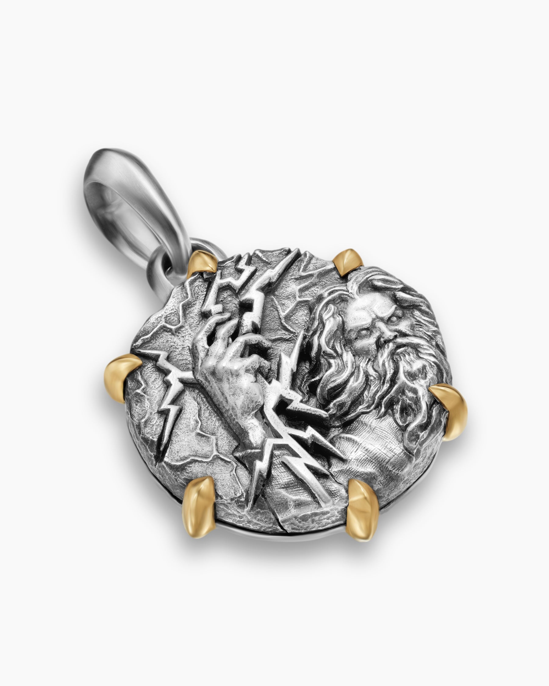 Alternative view of Zeus Amulet in Sterling Silver with 18K Yellow Gold, 26.4mm