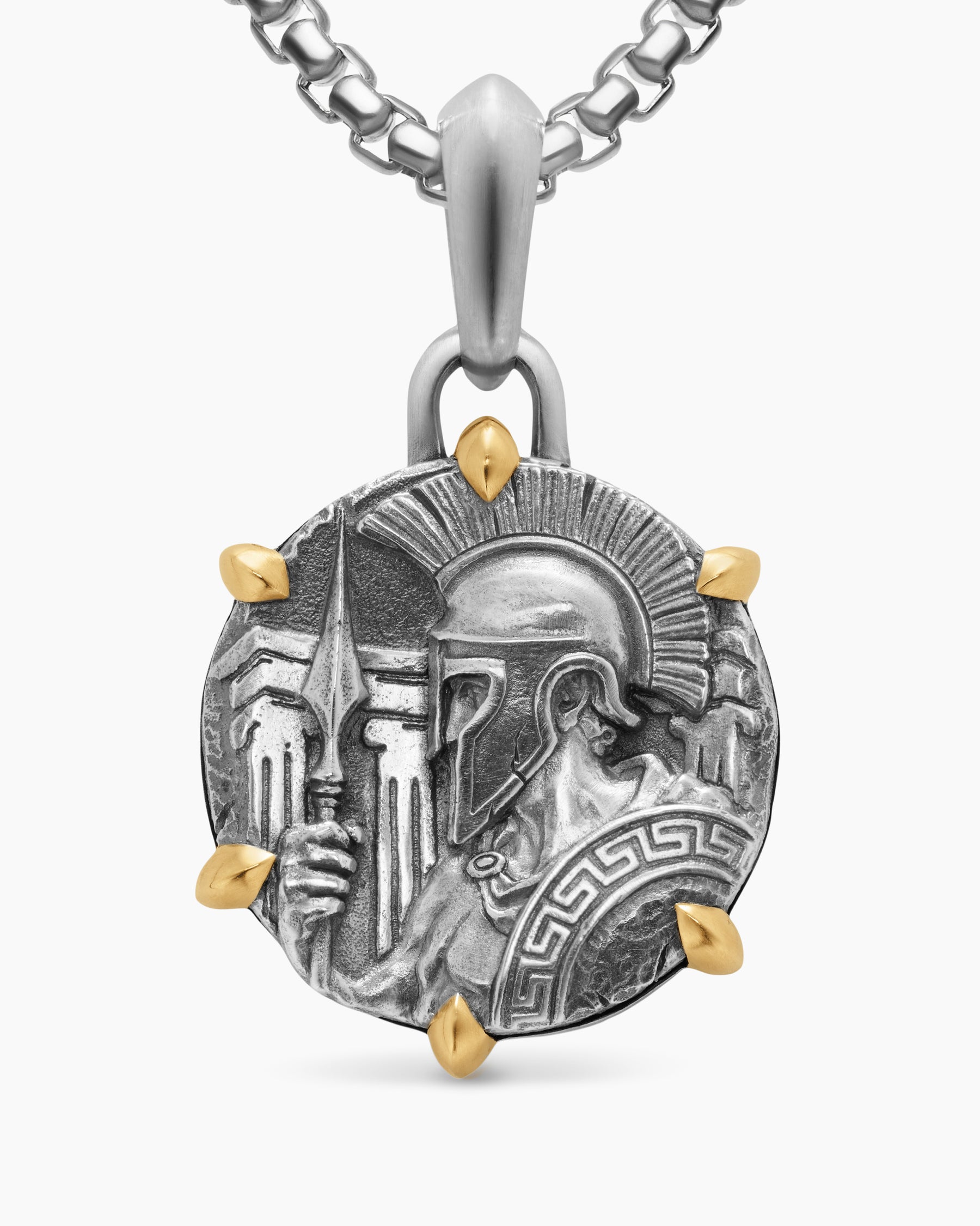 Ares Amulet in Sterling Silver with 18K Yellow Gold, 26.4mm - Image 4