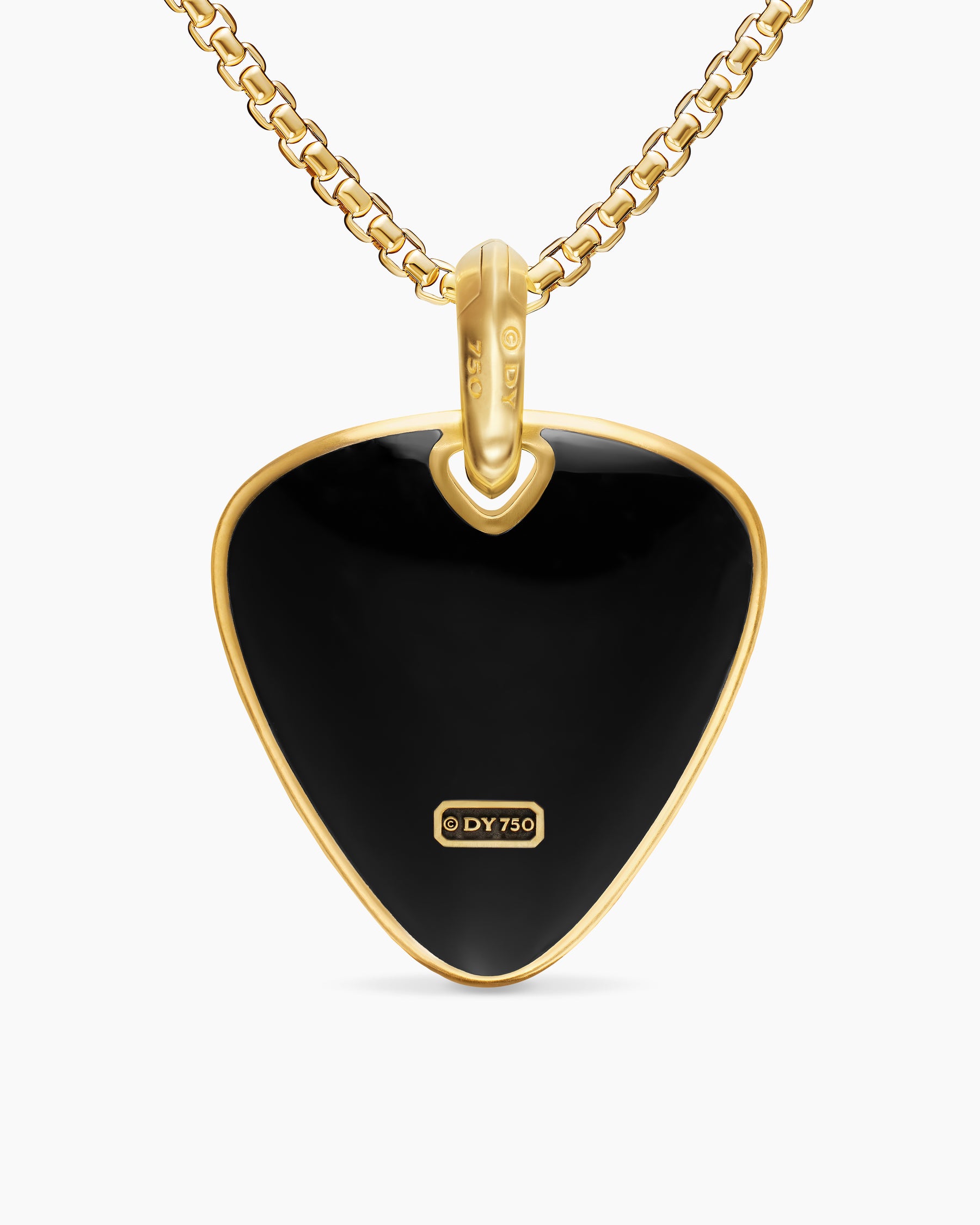 Streamline Pick Amulet in 18K Yellow Gold with Black Onyx, 31mm - Image 3