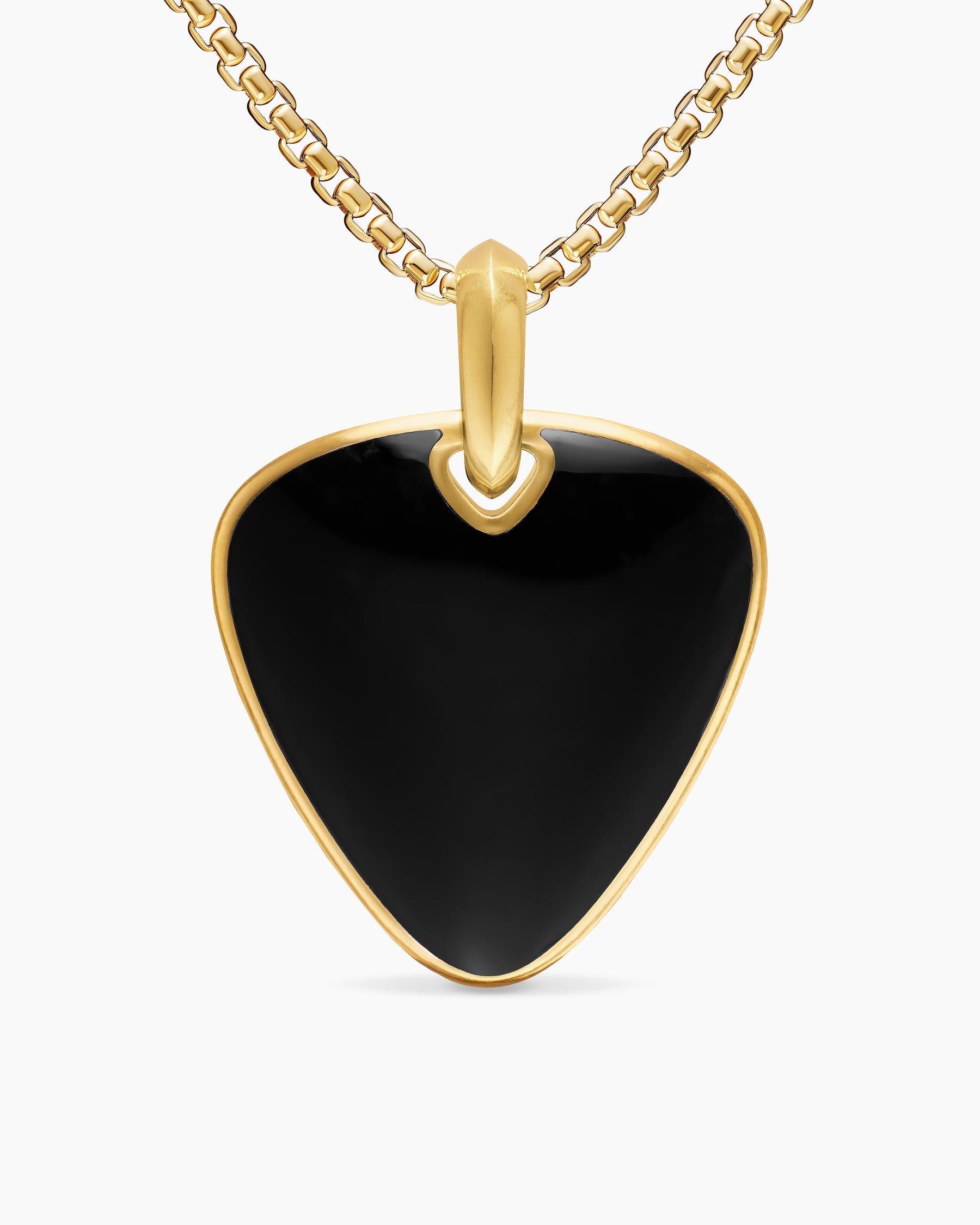 Streamline Pick Amulet in 18K Yellow Gold with Black Onyx, 31mm