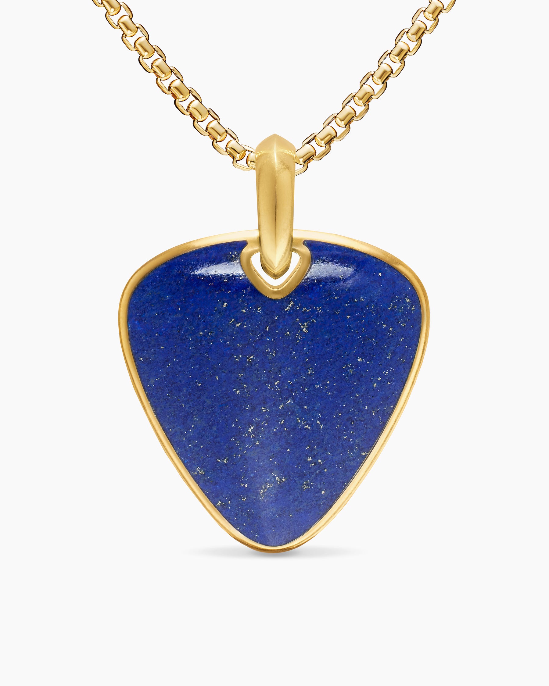 Streamline Pick Amulet in 18K Yellow Gold with Lapis, 31mm