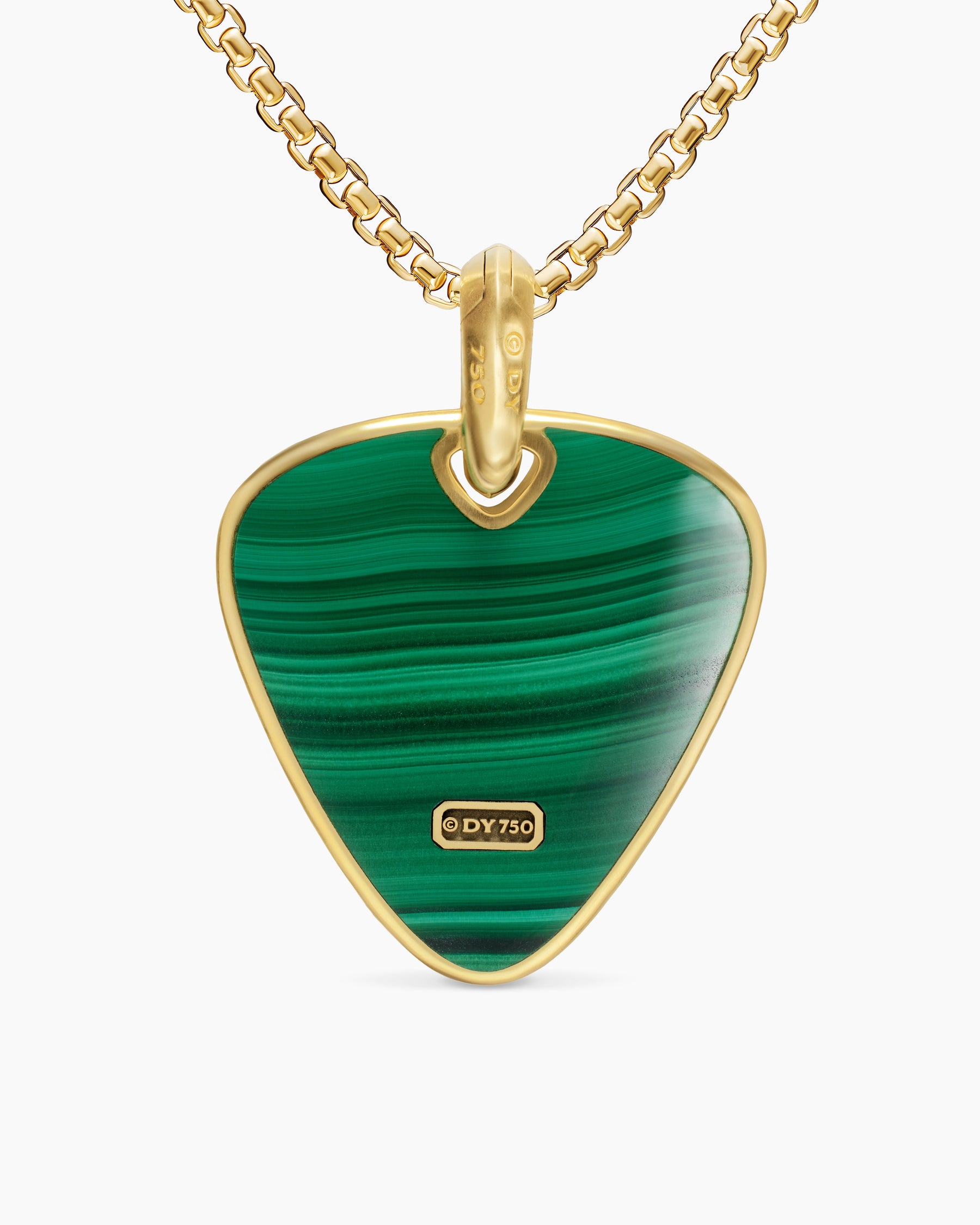 Streamline Pick Amulet in 18K Yellow Gold with Malachite, 31mm - Image 3