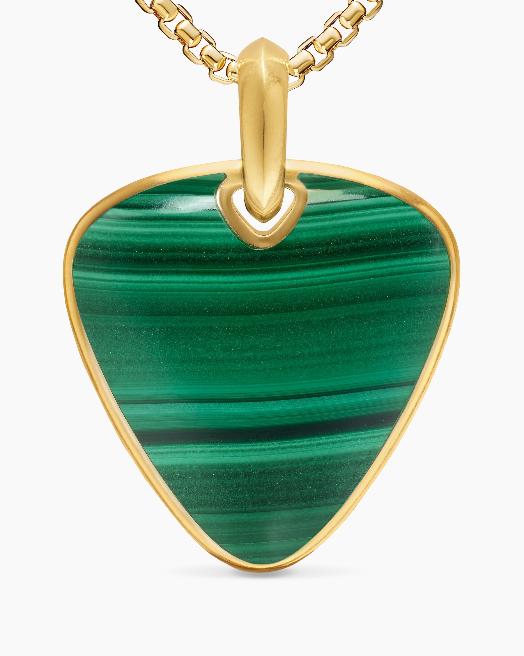 Streamline Pick Amulet in 18K Yellow Gold with Malachite, 31mm - Image 4
